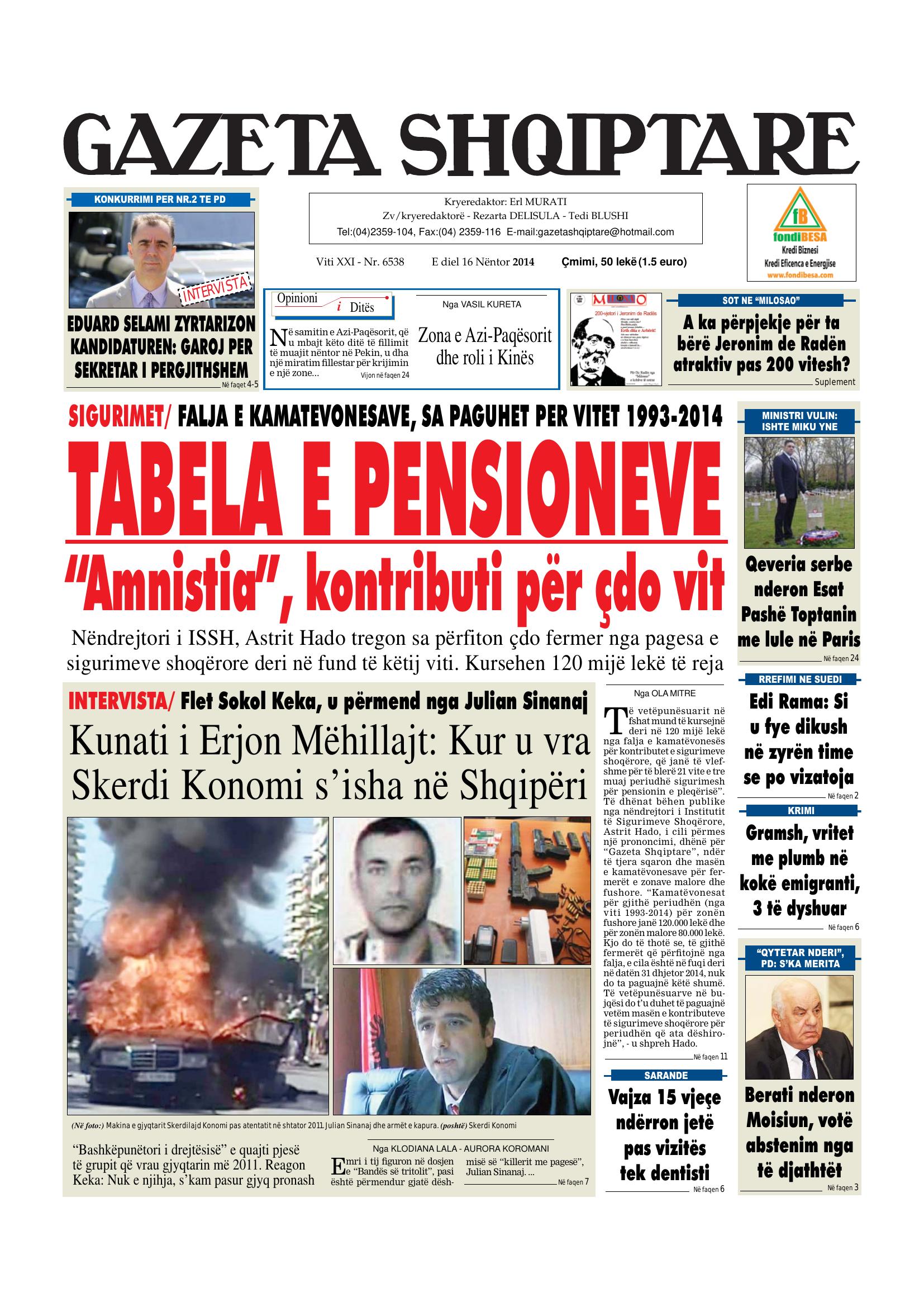 Gazeta Shqiptare 2014-11-16