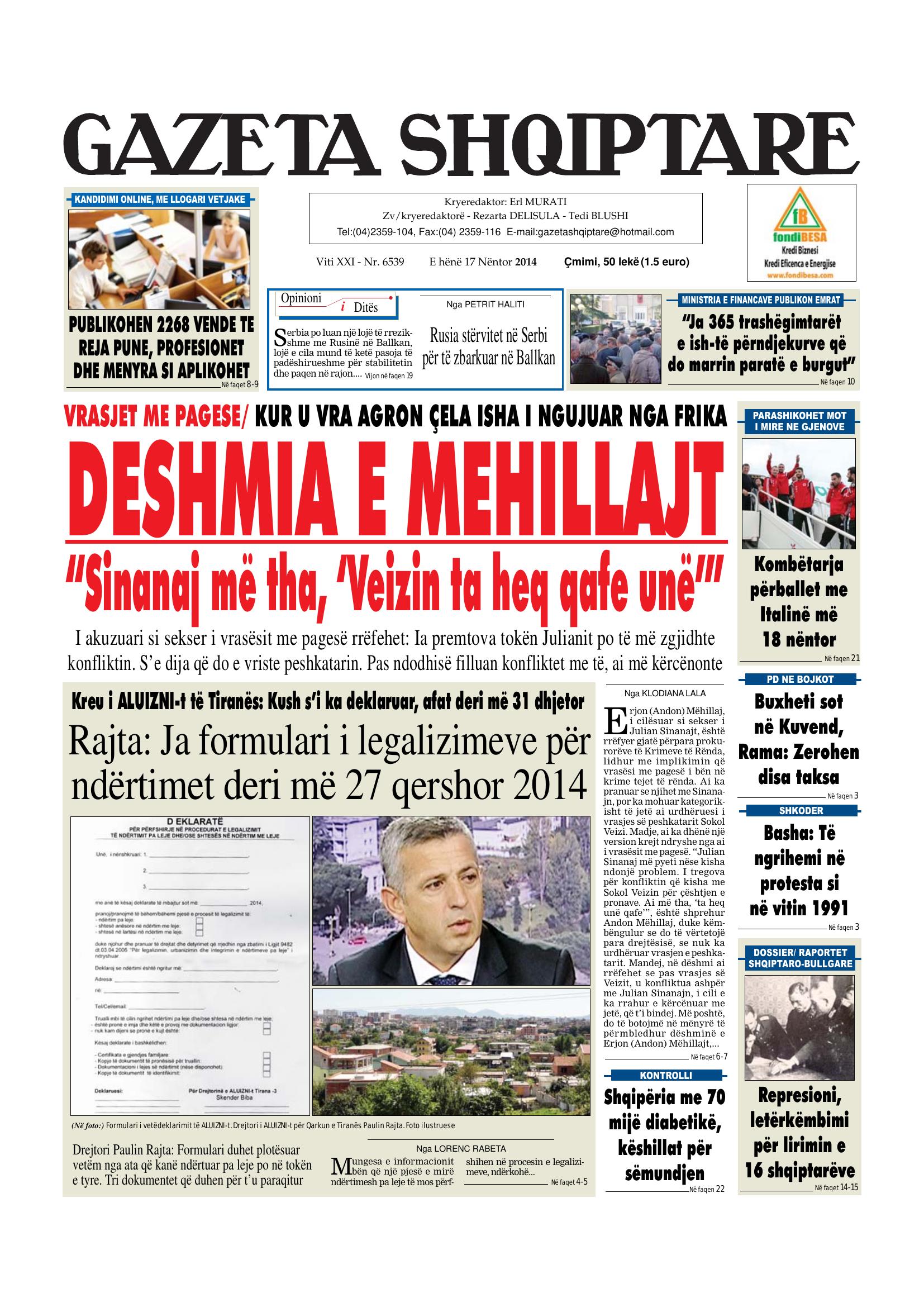 Gazeta Shqiptare 2014-11-17