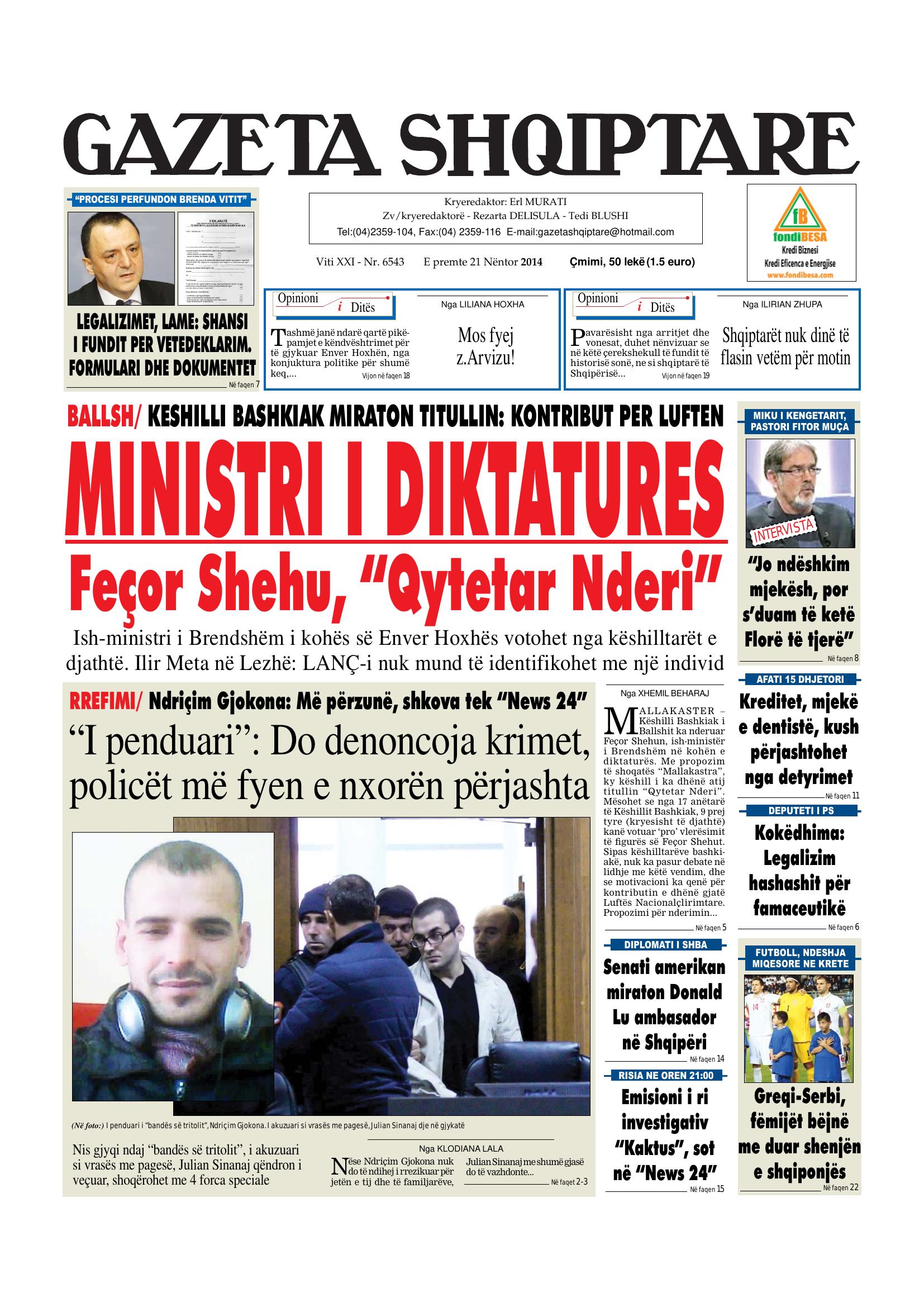 Gazeta Shqiptare 2014-11-21