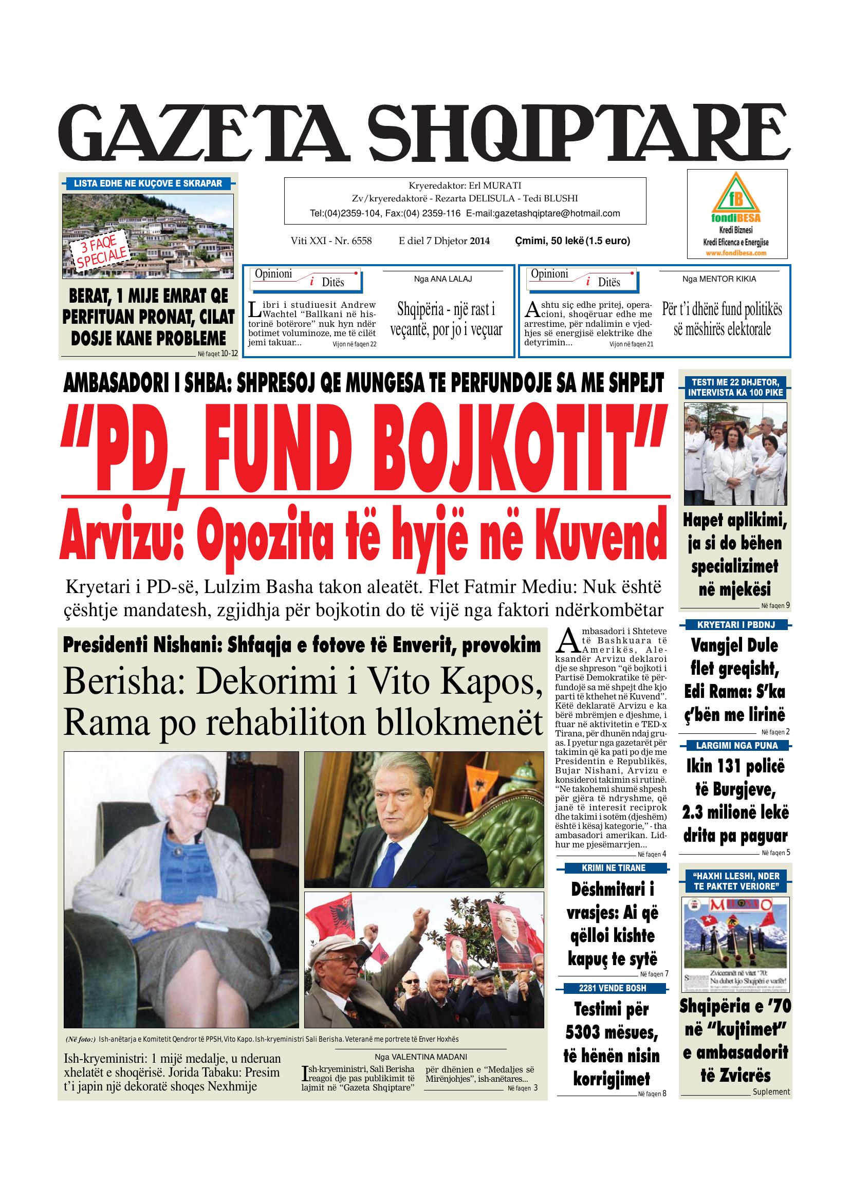 Gazeta Shqiptare 2014-12-07