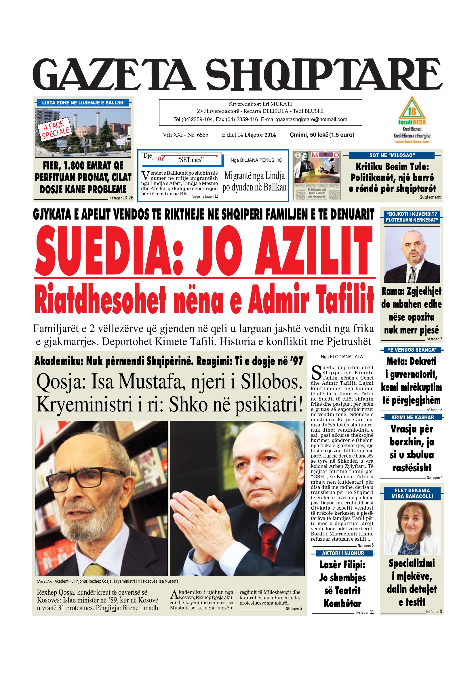 Gazeta Shqiptare 2014-12-14