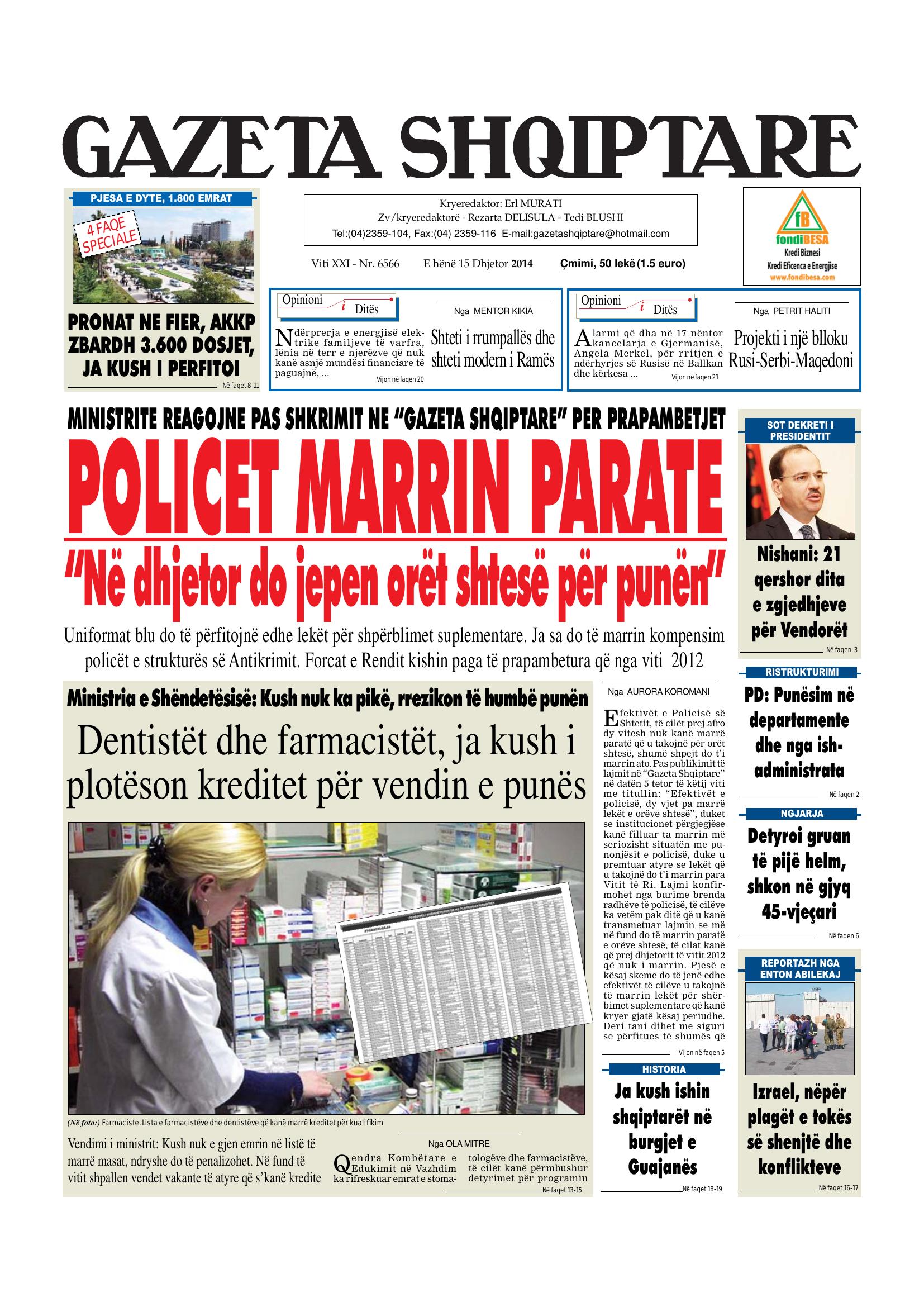 Gazeta Shqiptare 2014-12-15