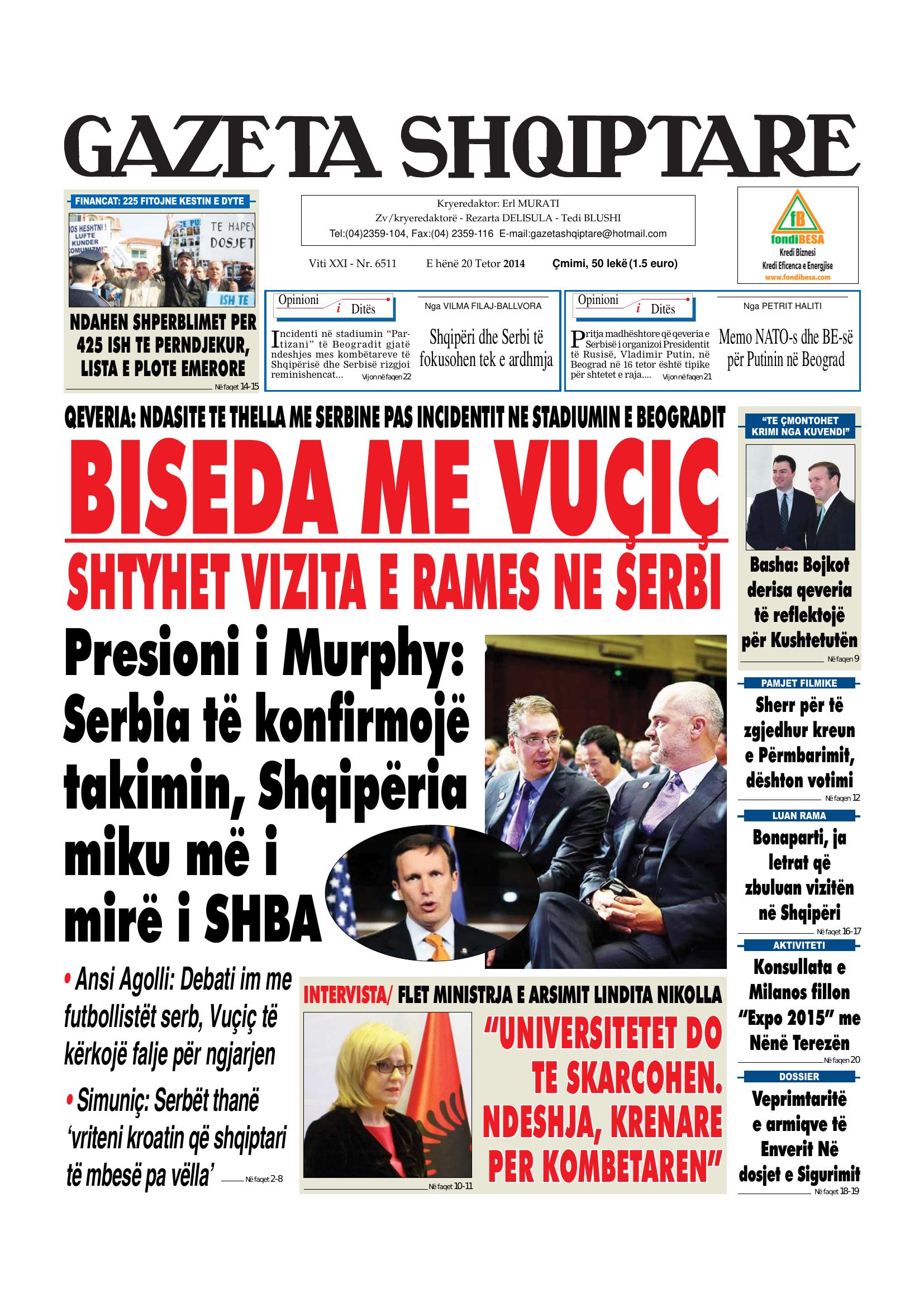 Gazeta Shqiptare 2014-10-20