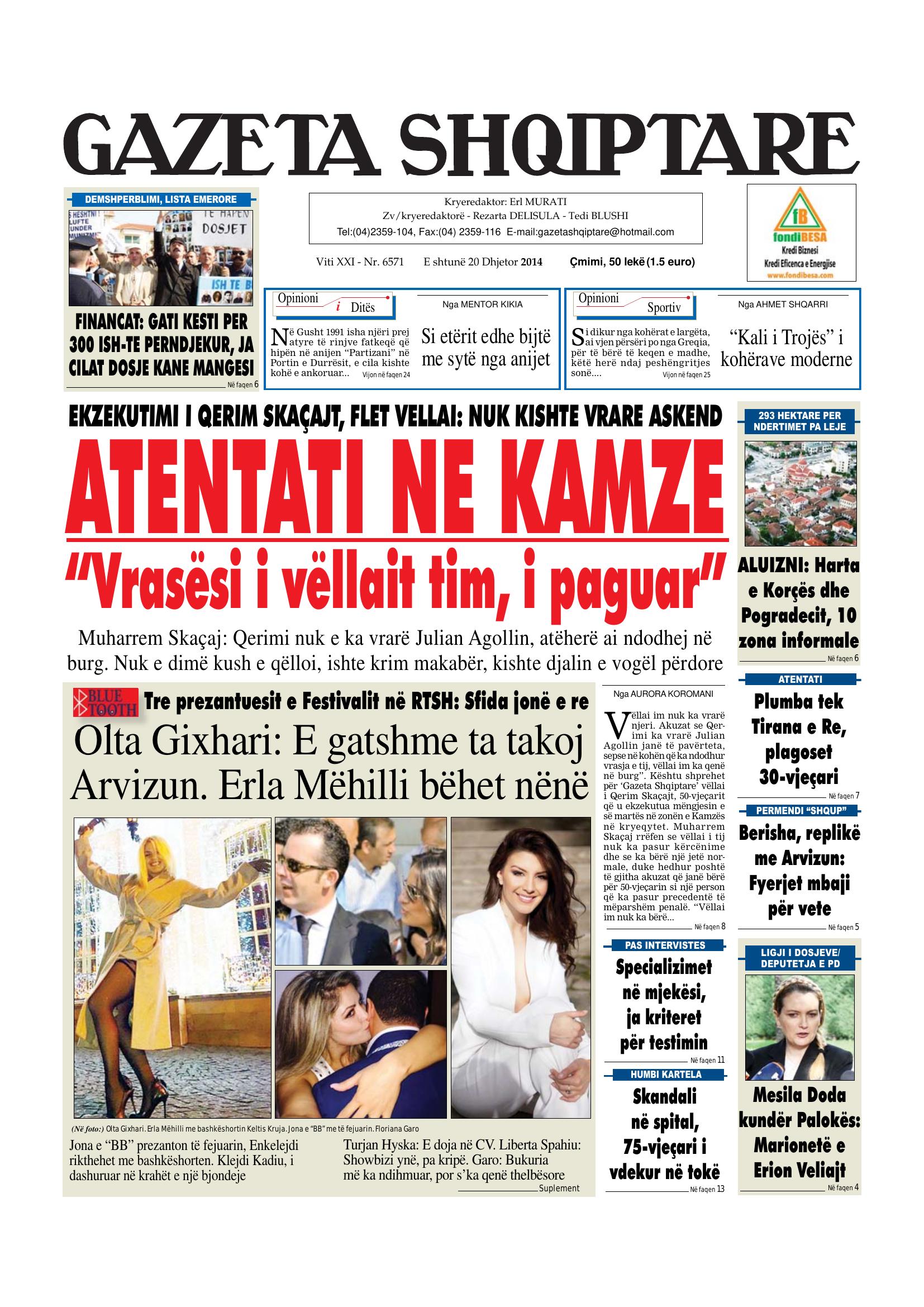 Gazeta Shqiptare 2014-12-20