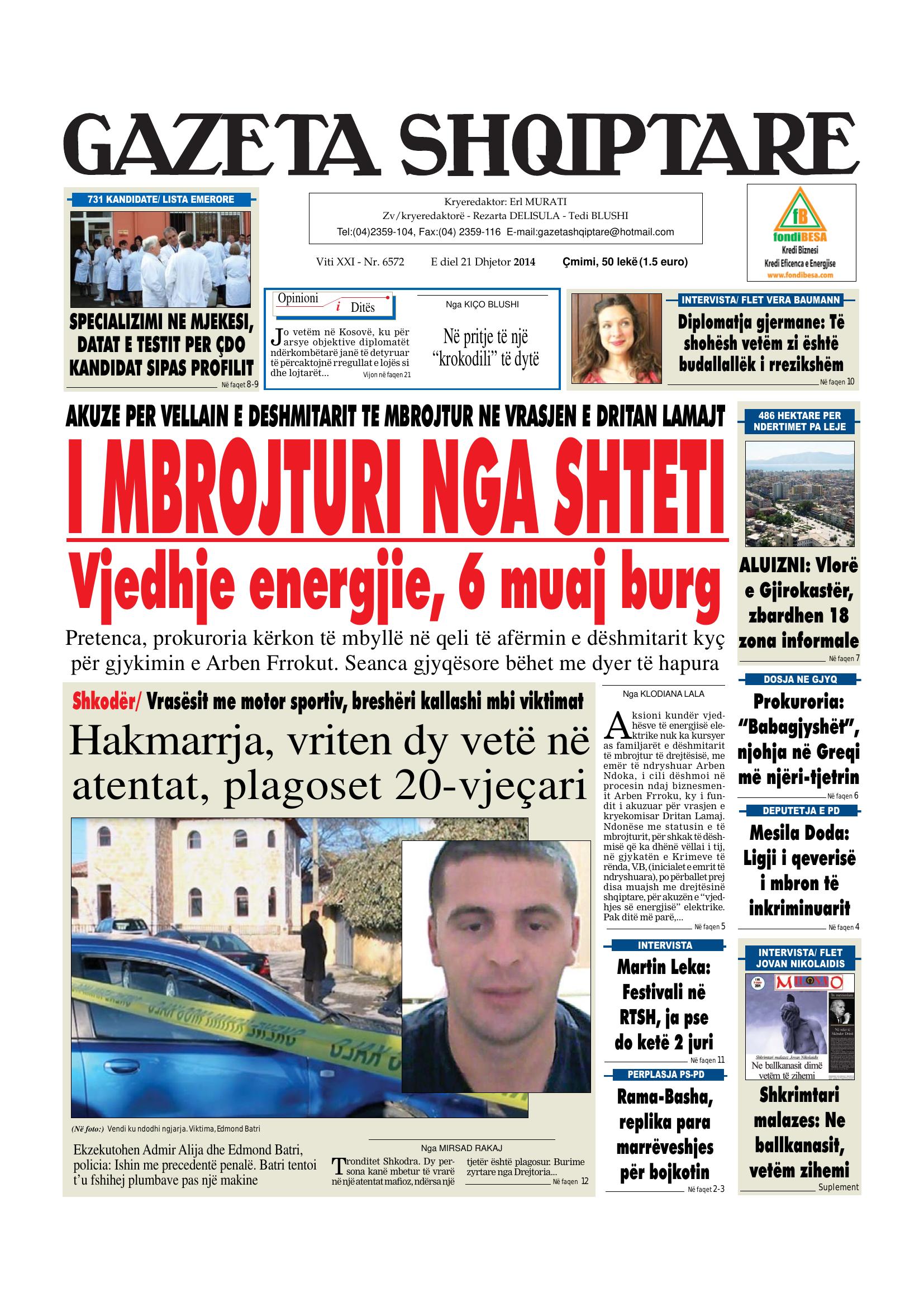 Gazeta Shqiptare 2014-12-21