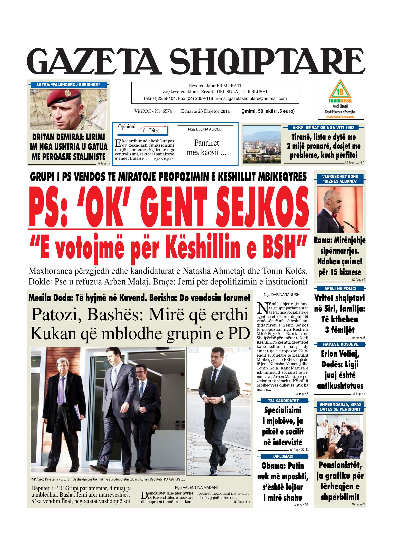 Gazeta Shqiptare 2014-12-23