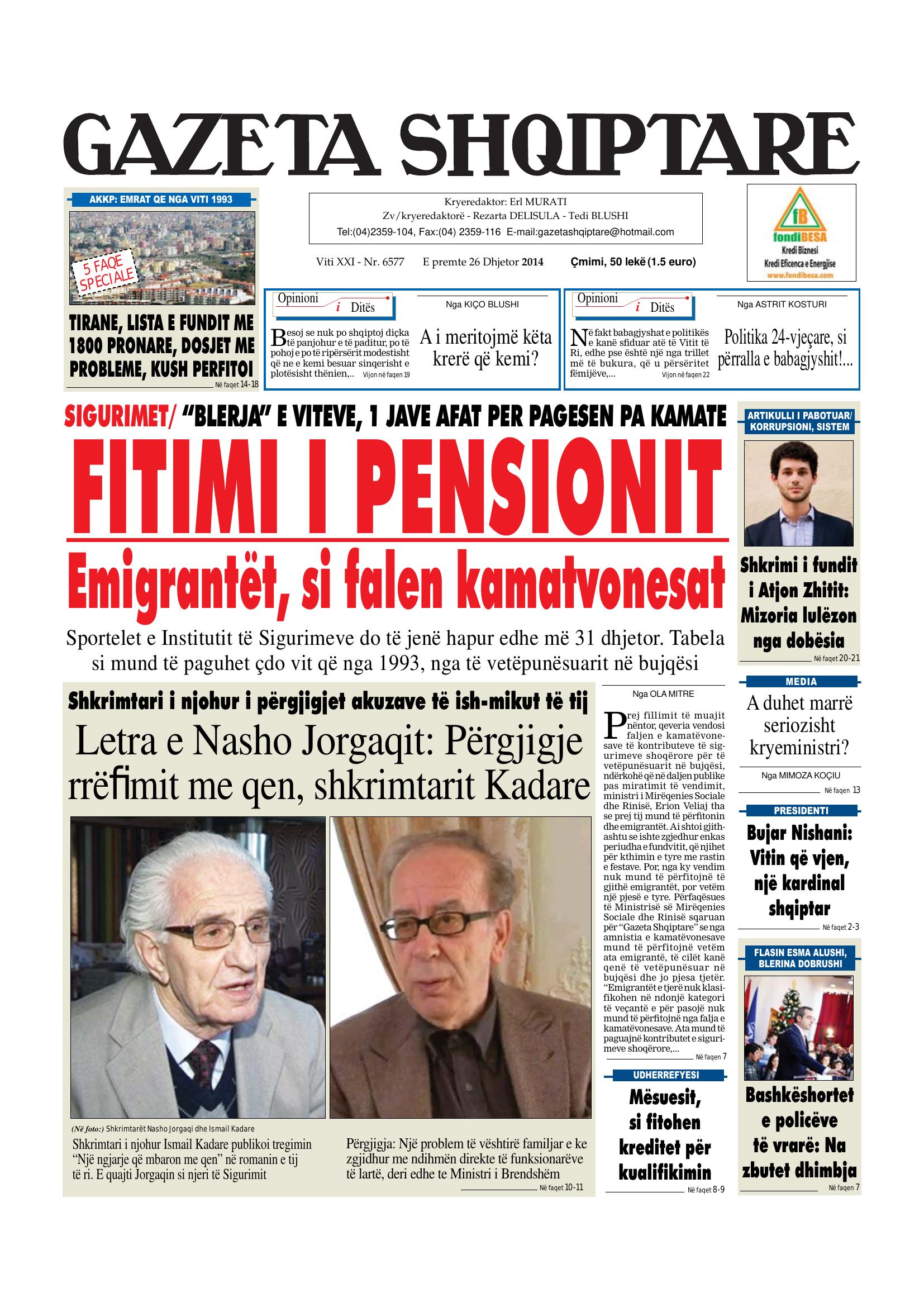 Gazeta Shqiptare 2014-12-26