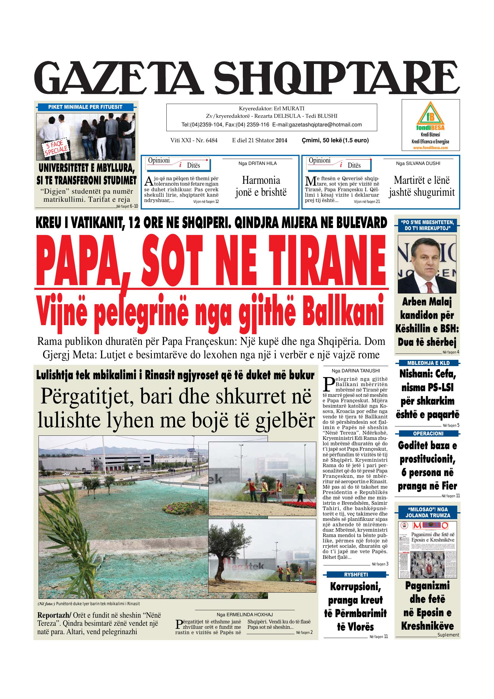 Gazeta Shqiptare 2014-09-21