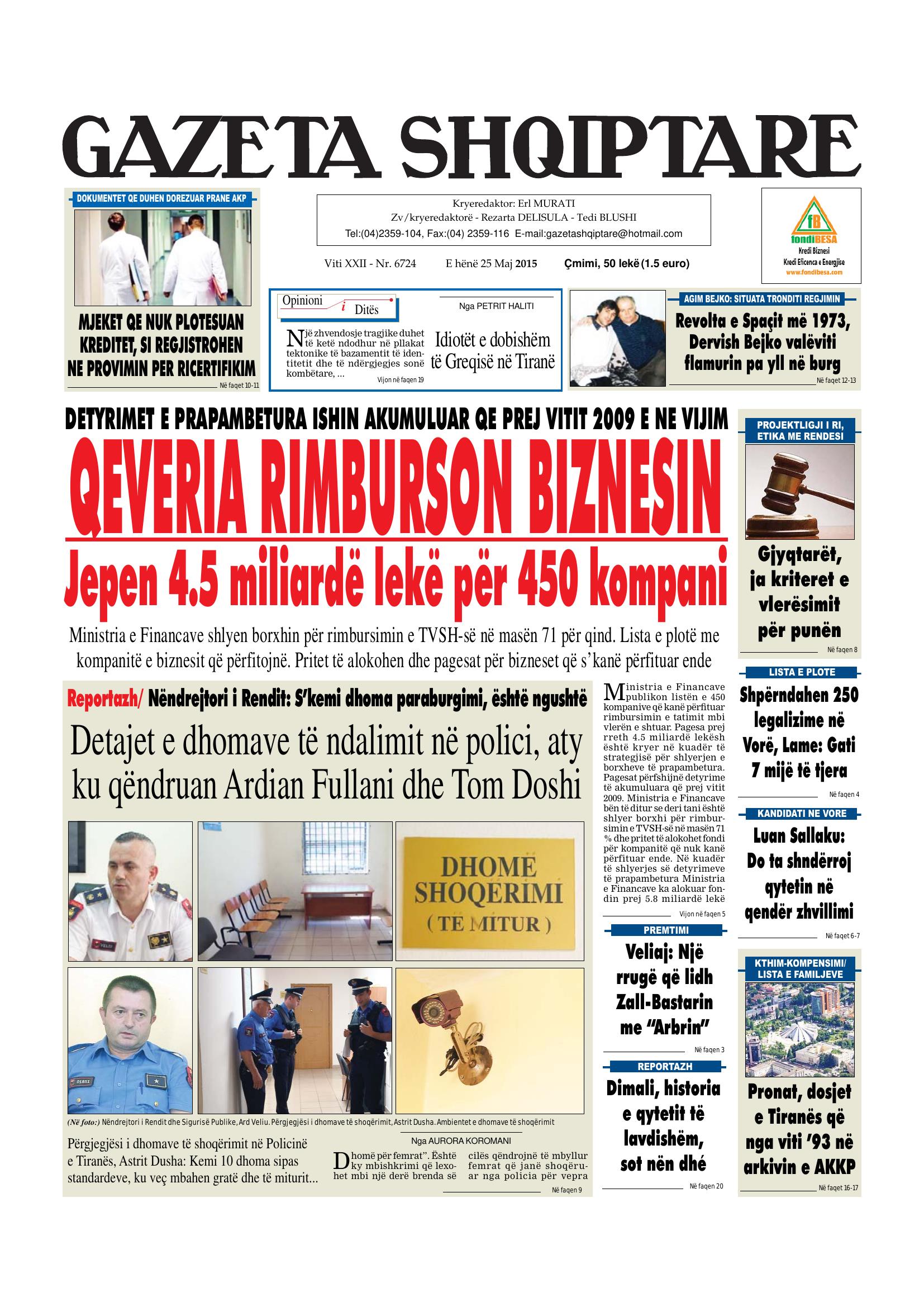 Gazeta Shqiptare 2015-05-25