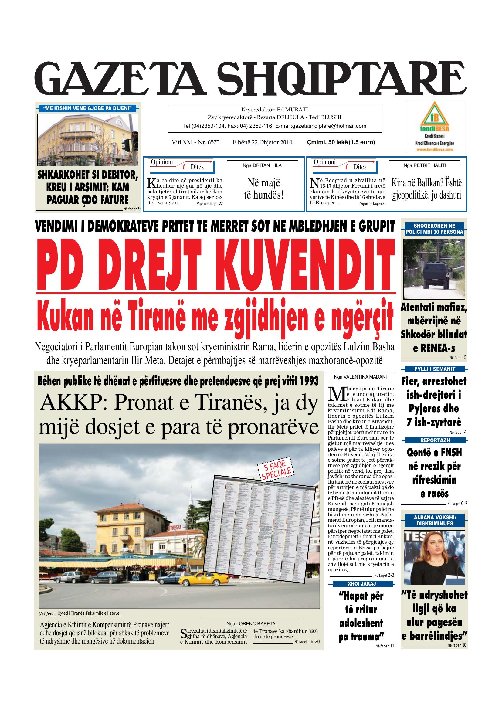 Gazeta Shqiptare 2014-12-22