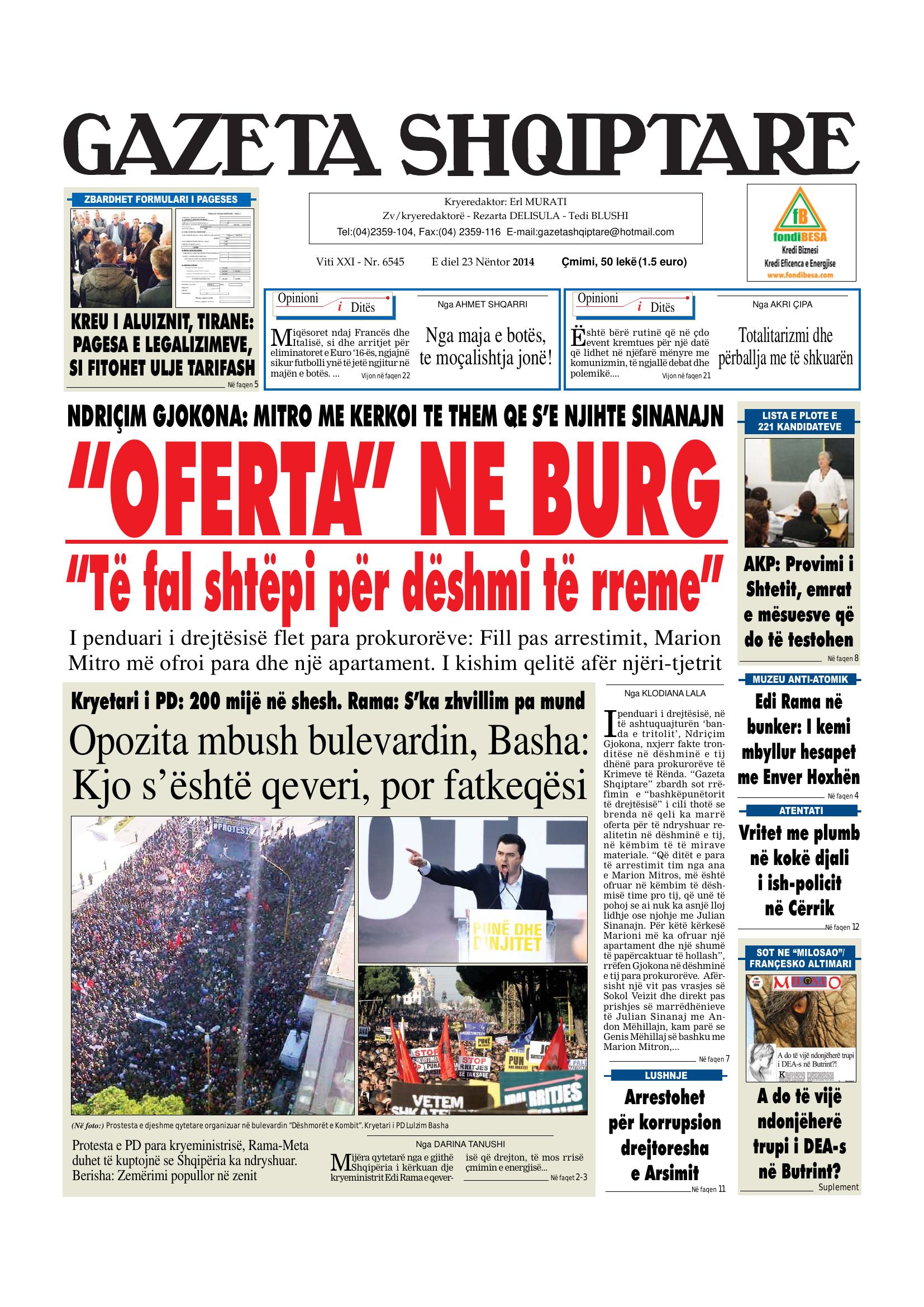 Gazeta Shqiptare 2014-11-23