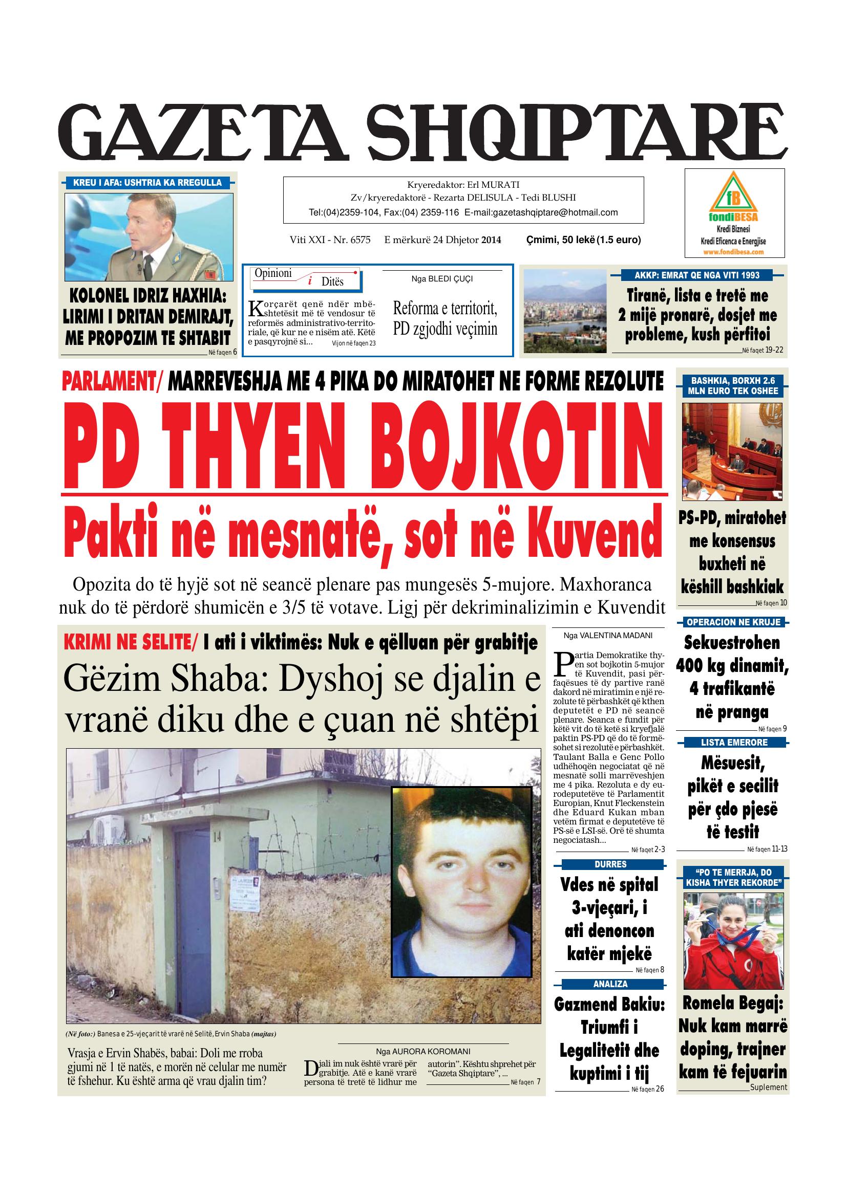 Gazeta Shqiptare 2014-12-24