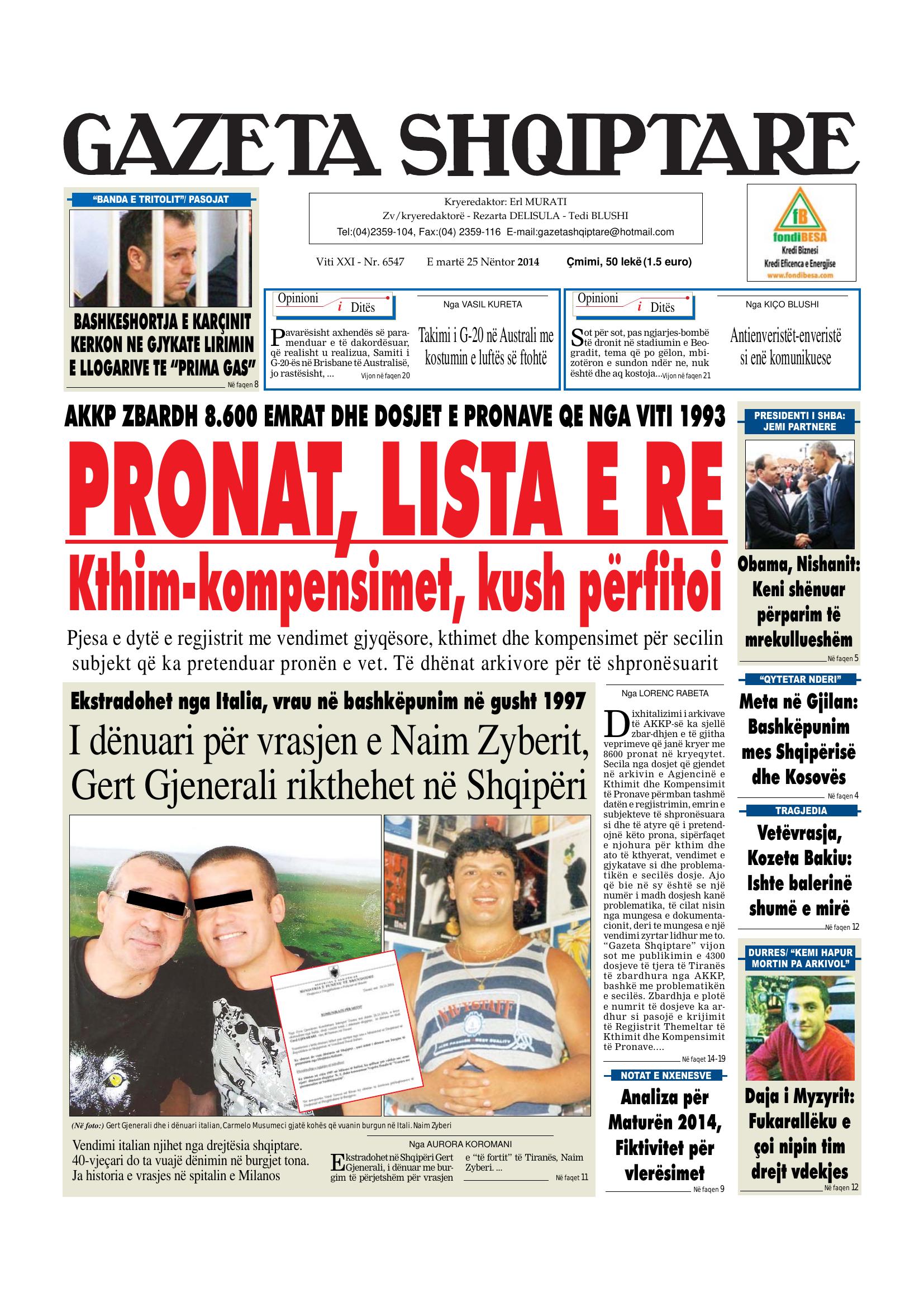 Gazeta Shqiptare 2014-11-25