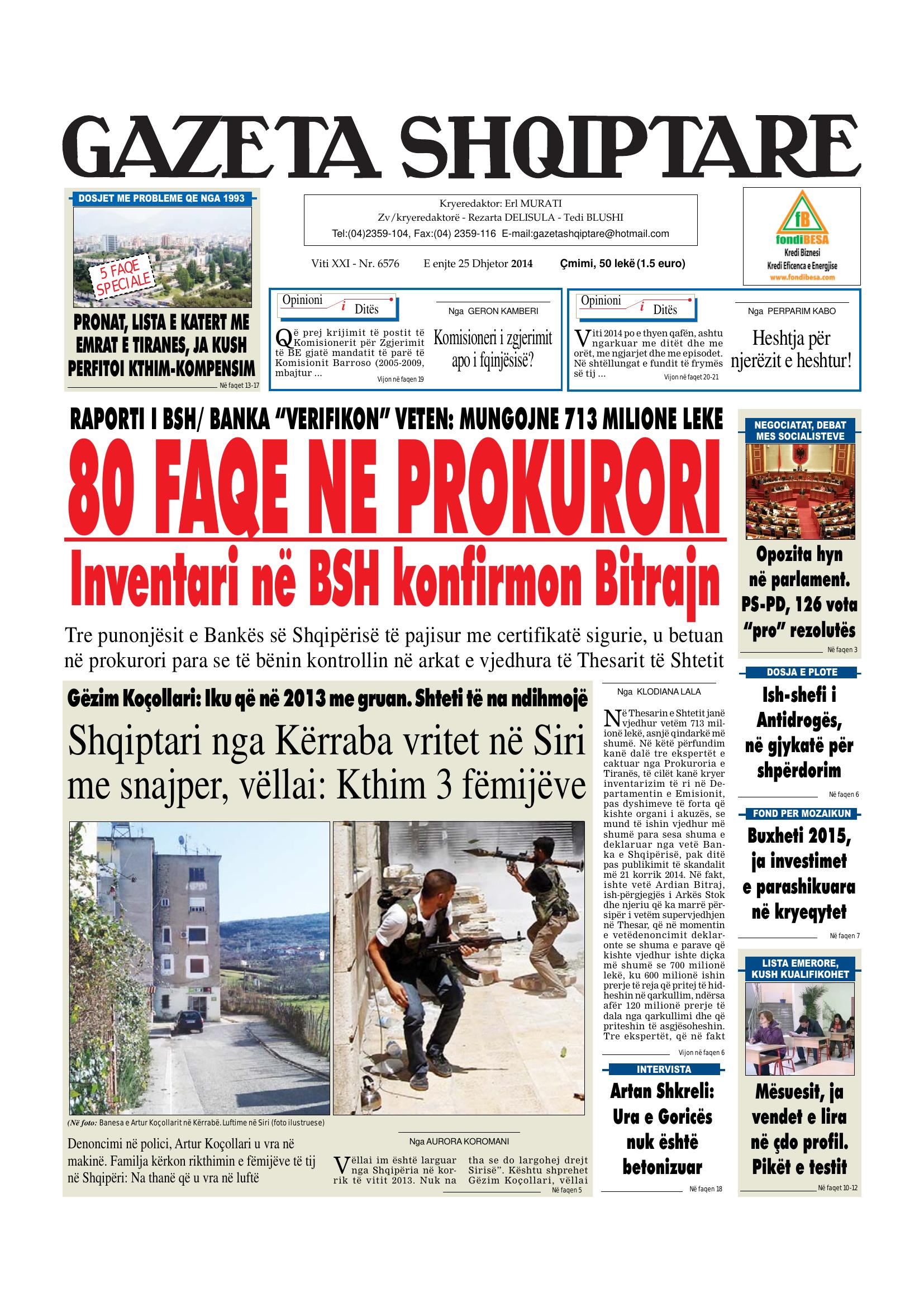 Gazeta Shqiptare 2014-12-25