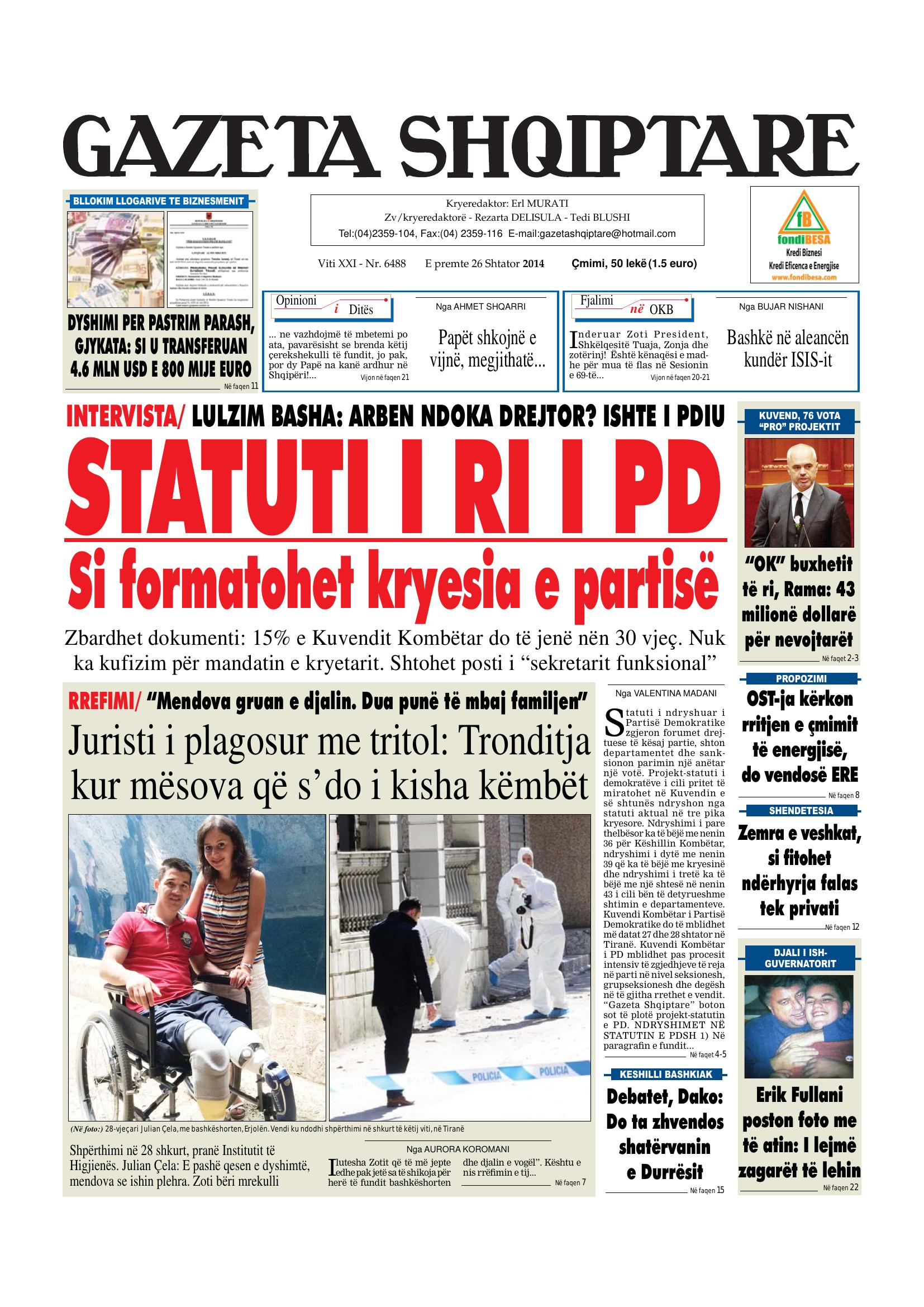 Gazeta Shqiptare 2014-09-26