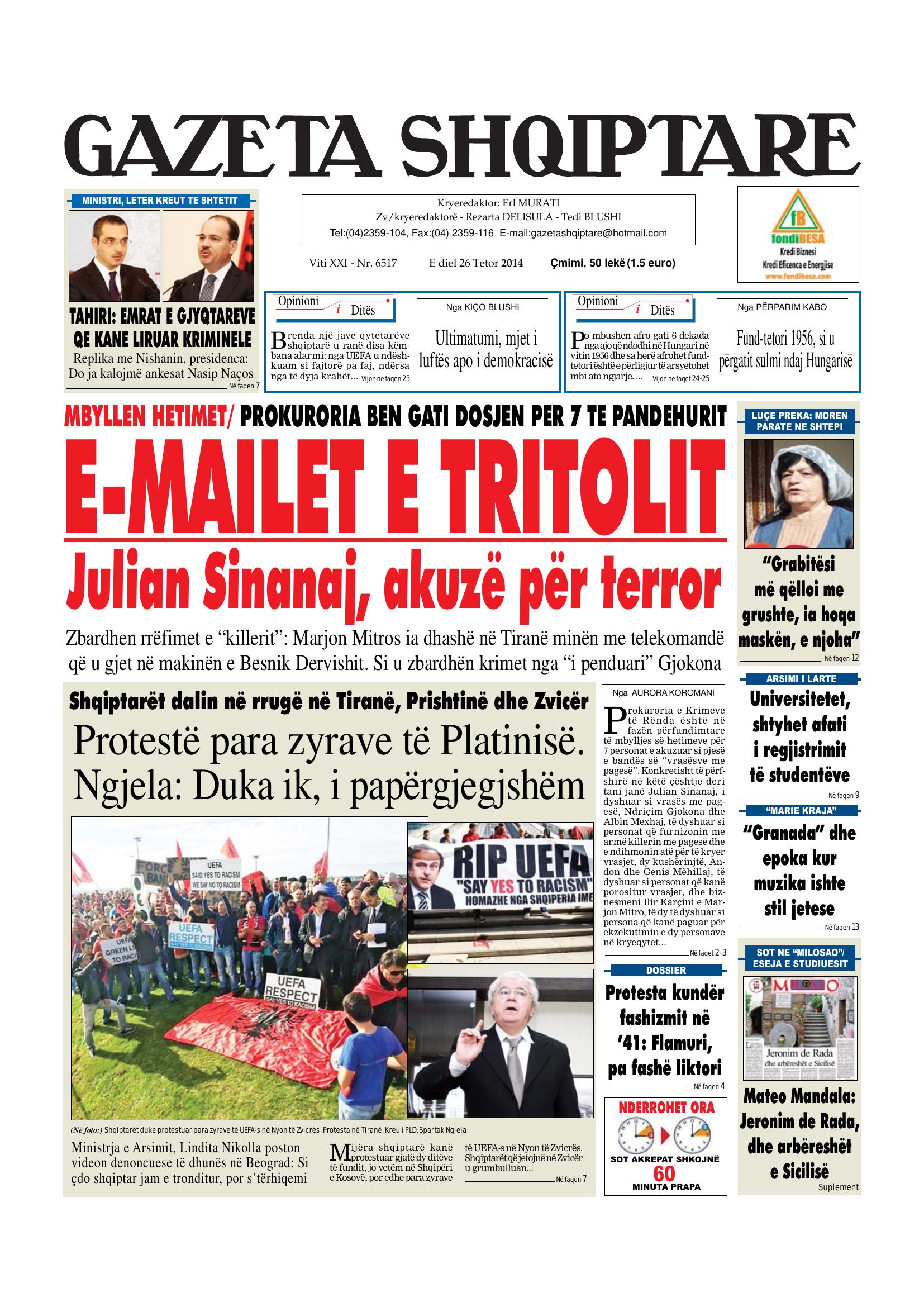 Gazeta Shqiptare 2014-10-26