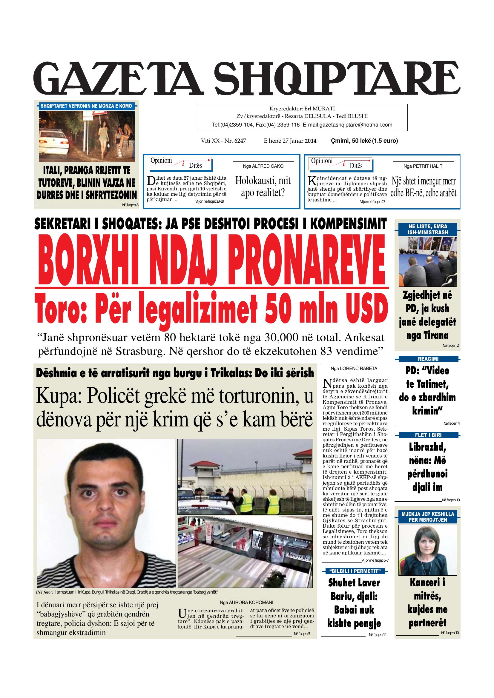 Gazeta Shqiptare 2014-01-27