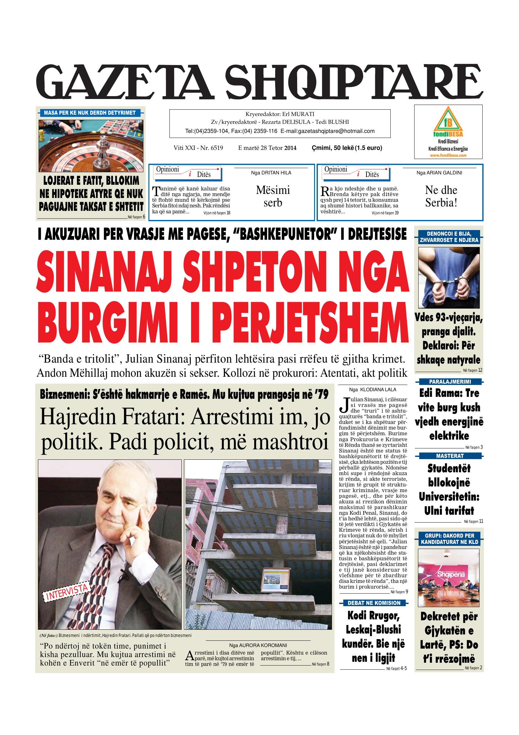 Gazeta Shqiptare 2014-10-28