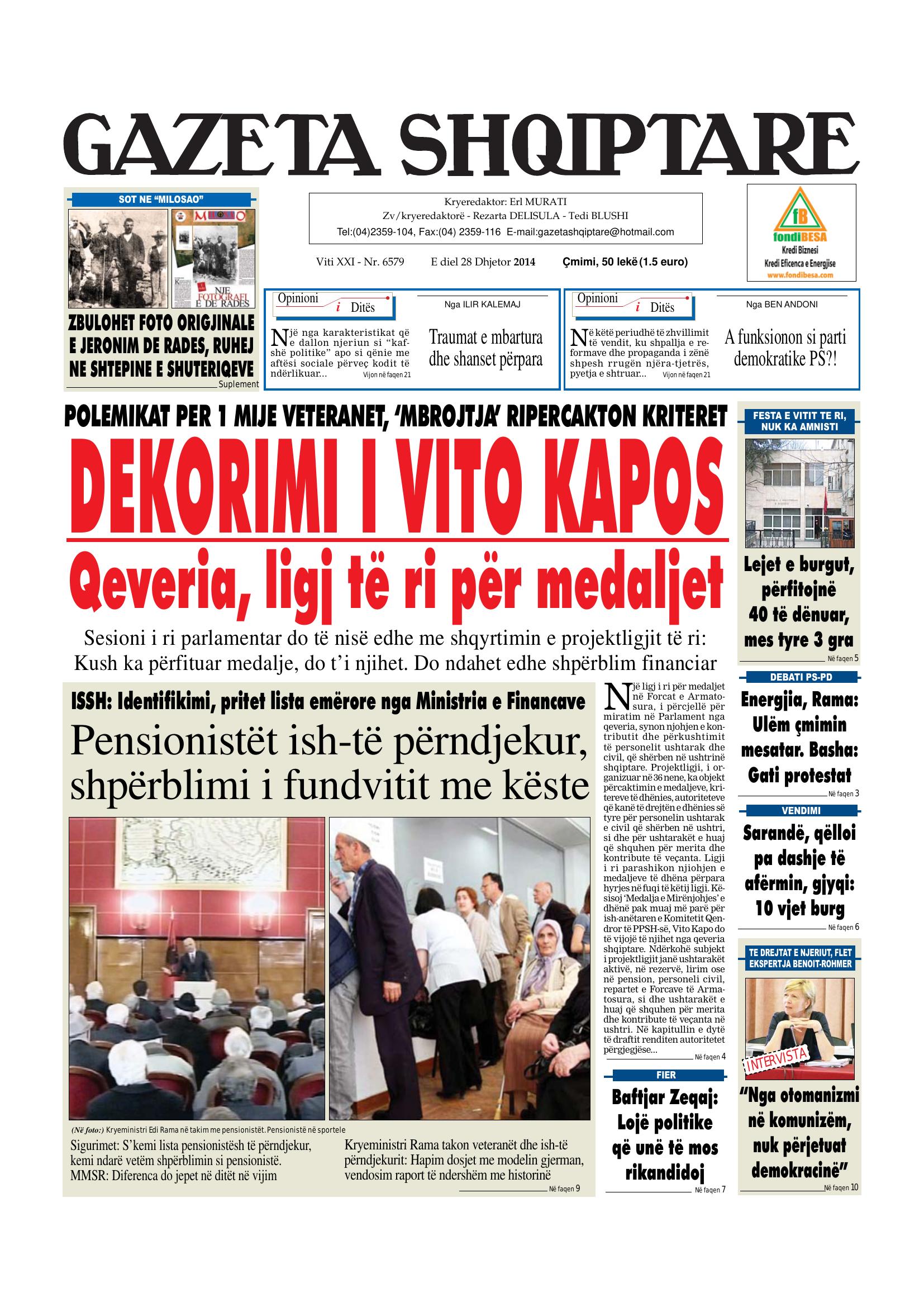 Gazeta Shqiptare 2014-12-28