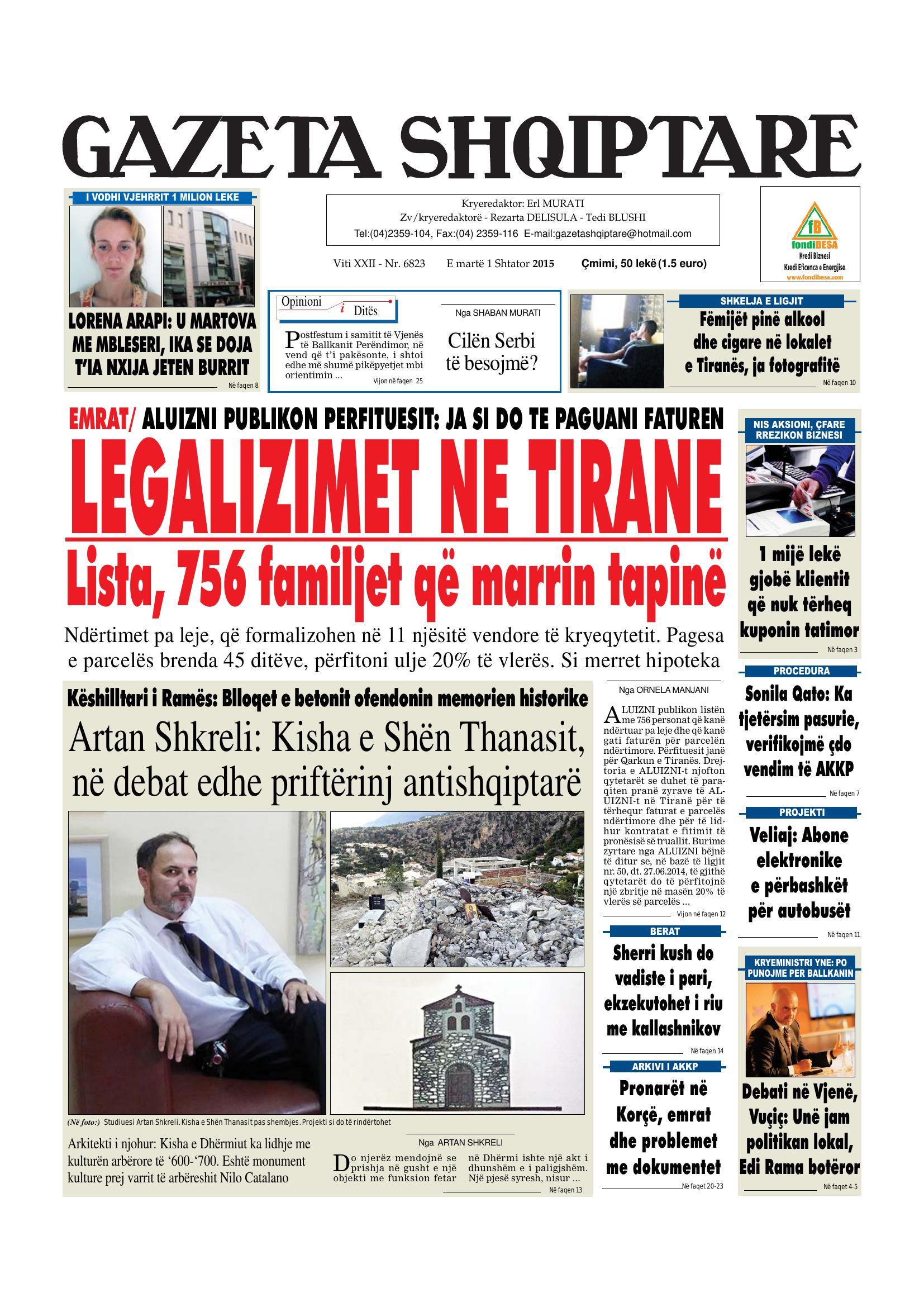 Gazeta Shqiptare 2015-09-01