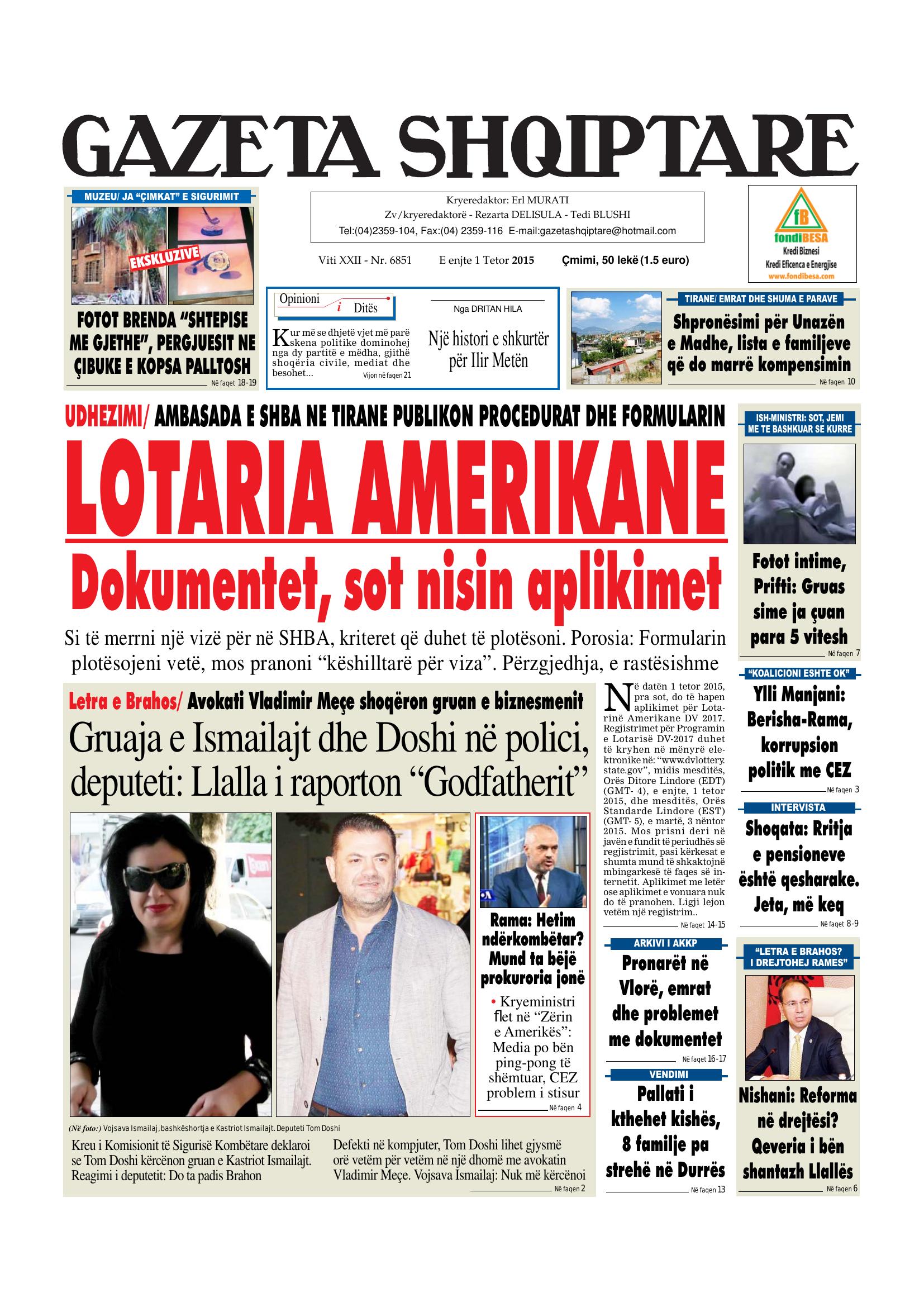 Gazeta Shqiptare 2015-10-01