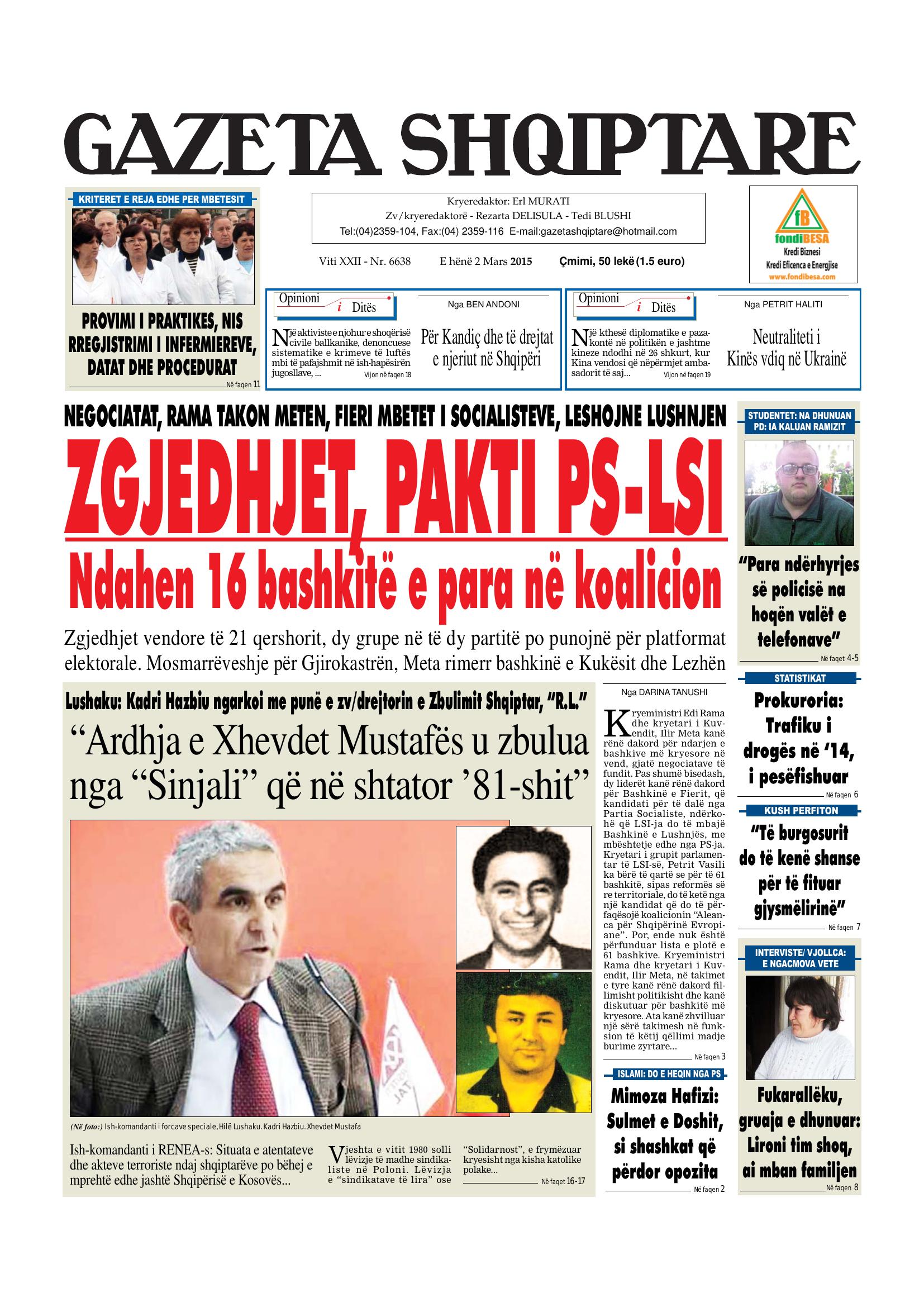 Gazeta Shqiptare 2015-03-02