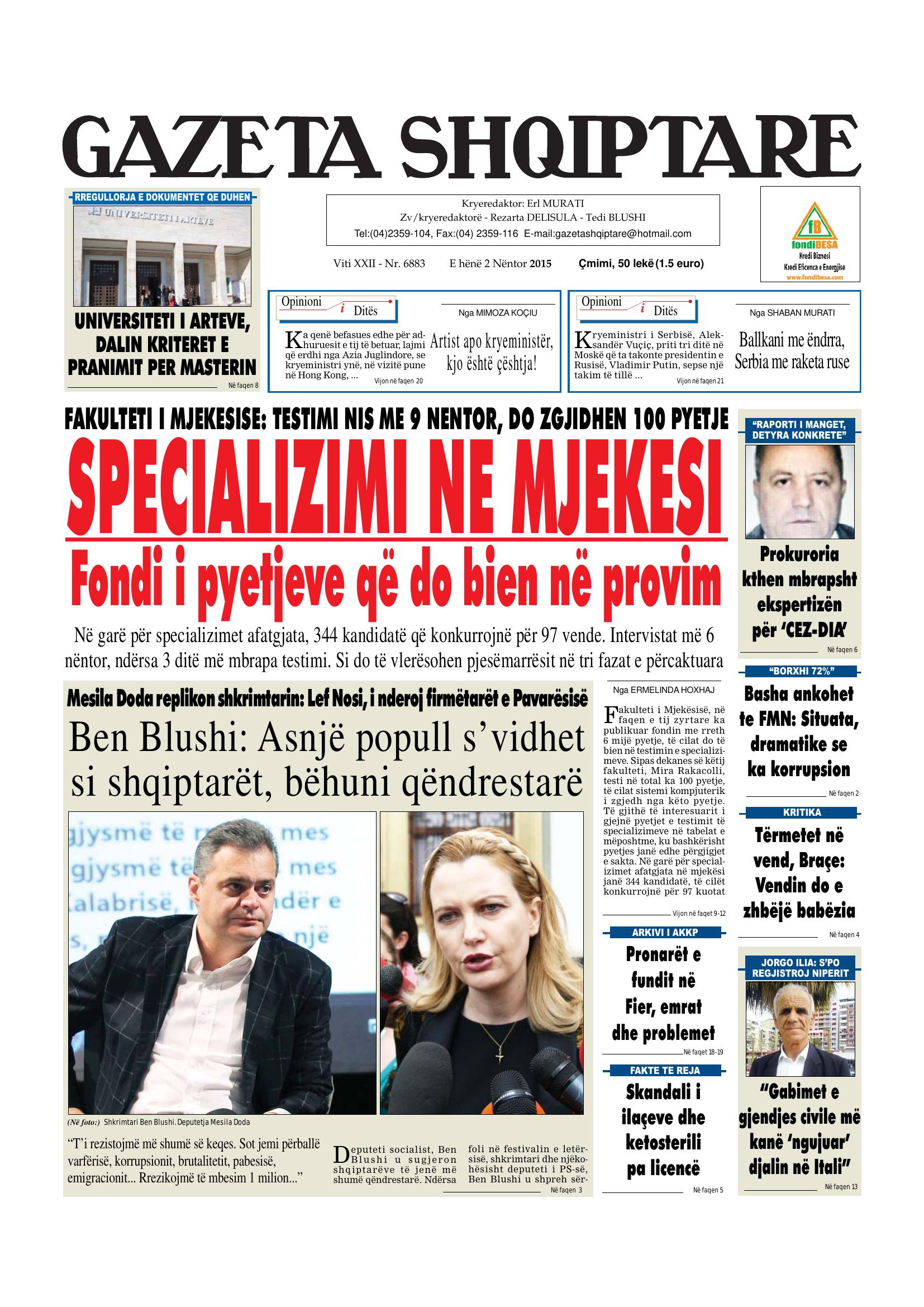 Gazeta Shqiptare 2015-11-02