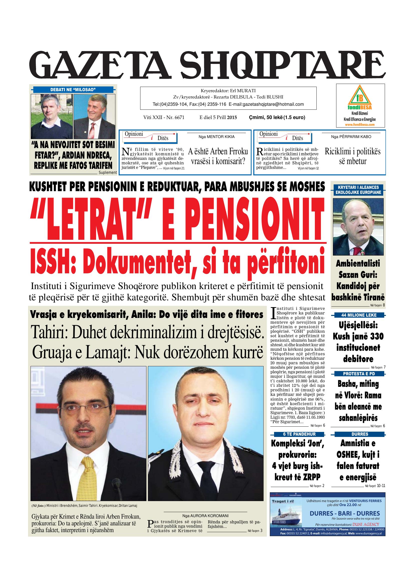 Gazeta Shqiptare 2015-04-05