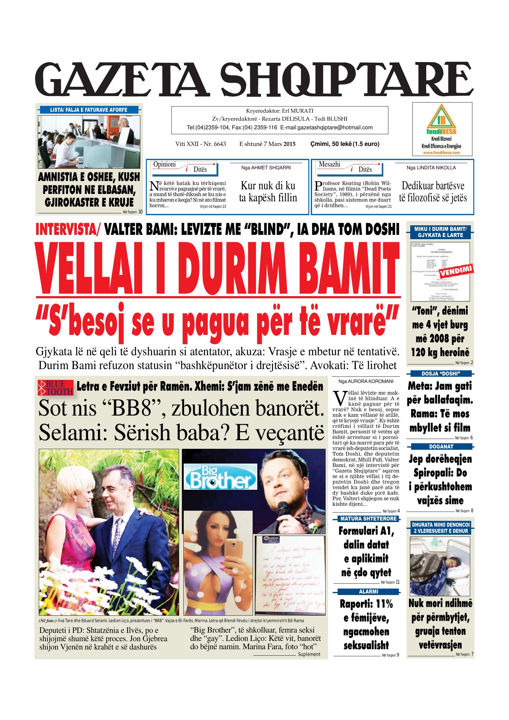 Gazeta Shqiptare 2015-03-07