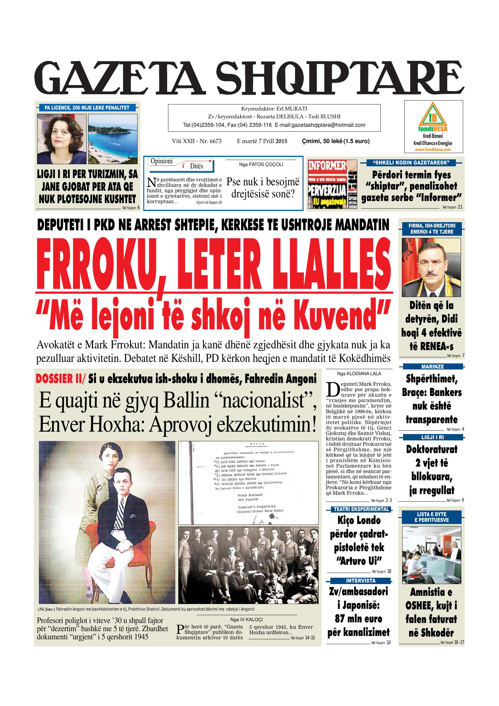 Gazeta Shqiptare 2015-04-07