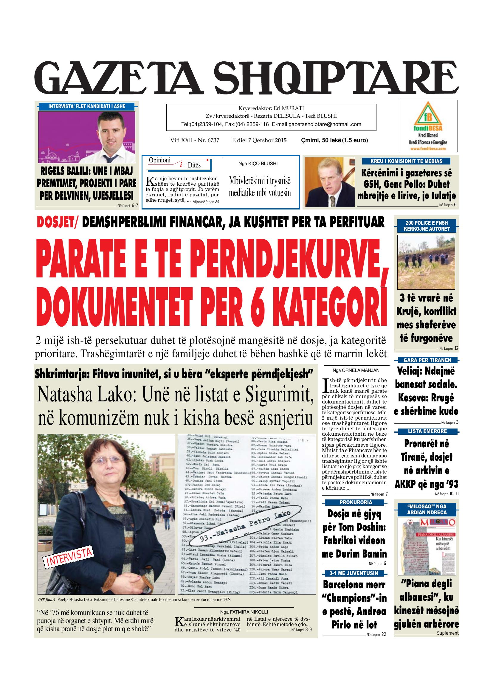 Gazeta Shqiptare 2015-06-07