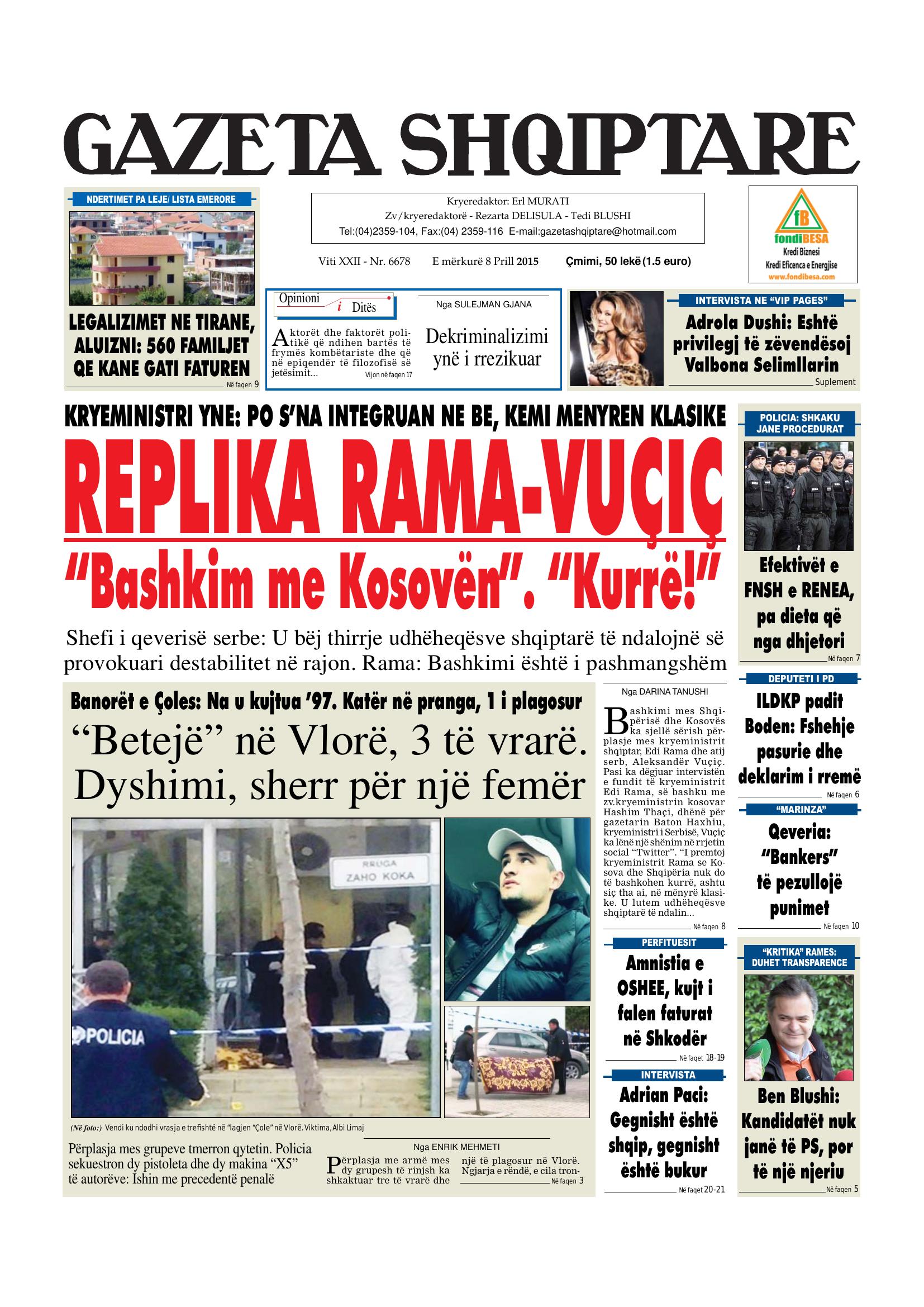 Gazeta Shqiptare 2015-04-08
