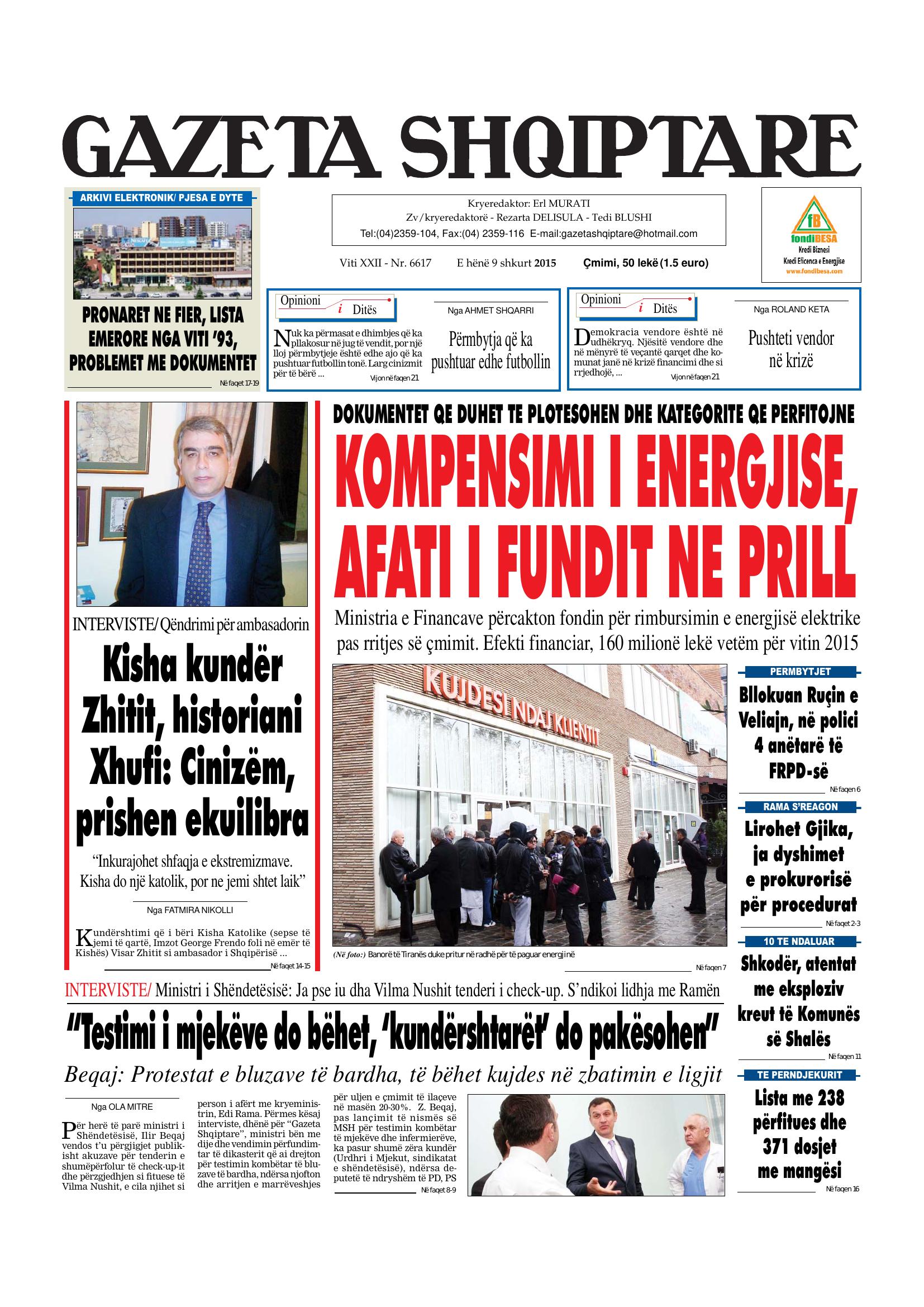 Gazeta Shqiptare 2015-02-09