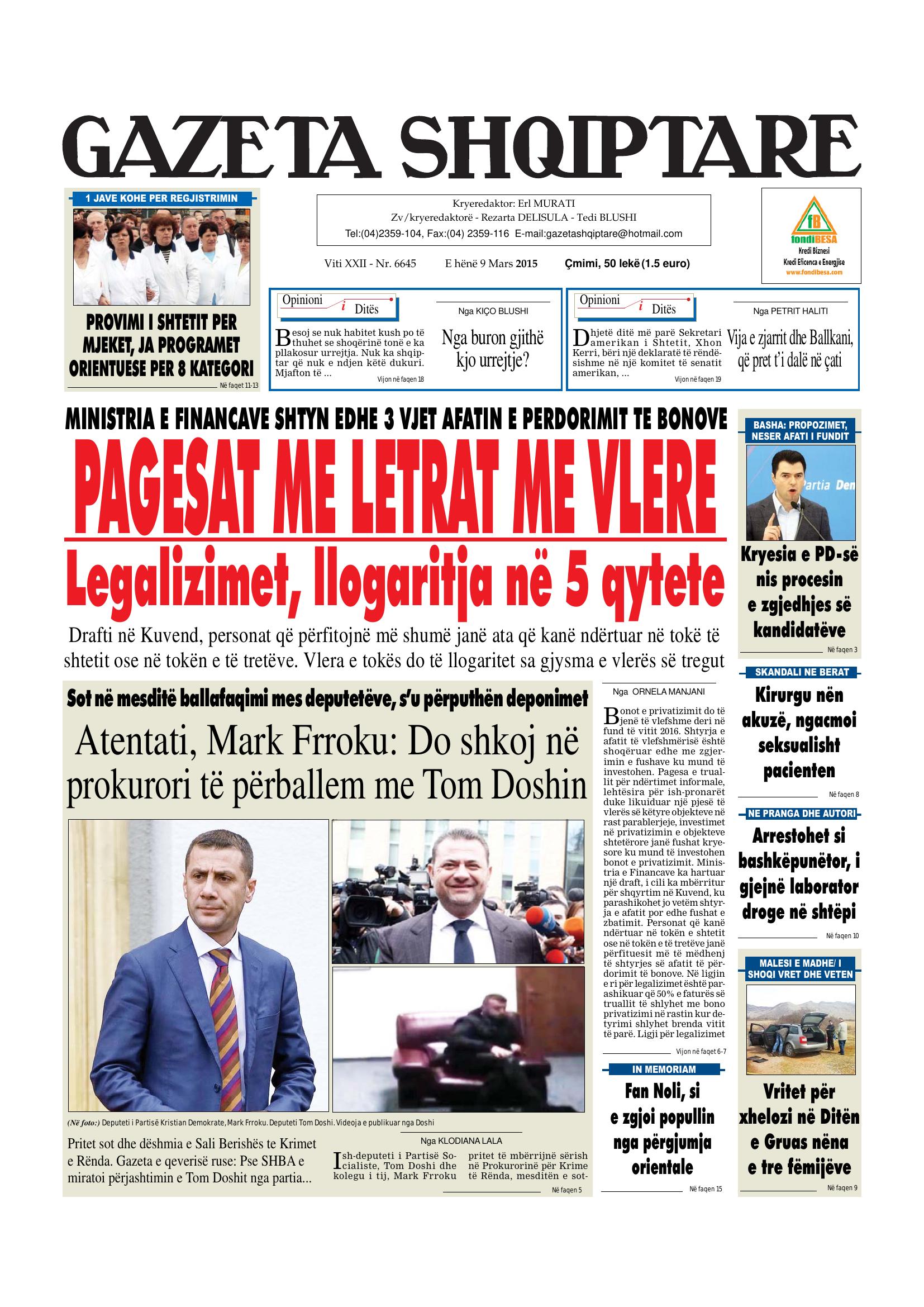 Gazeta Shqiptare 2015-03-09