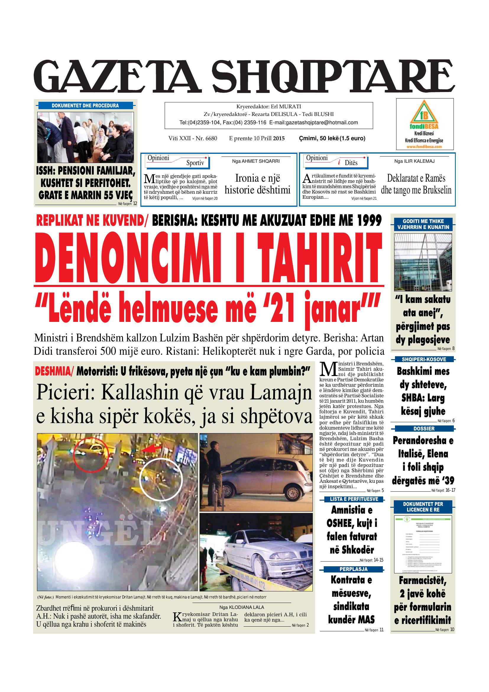 Gazeta Shqiptare 2015-04-10