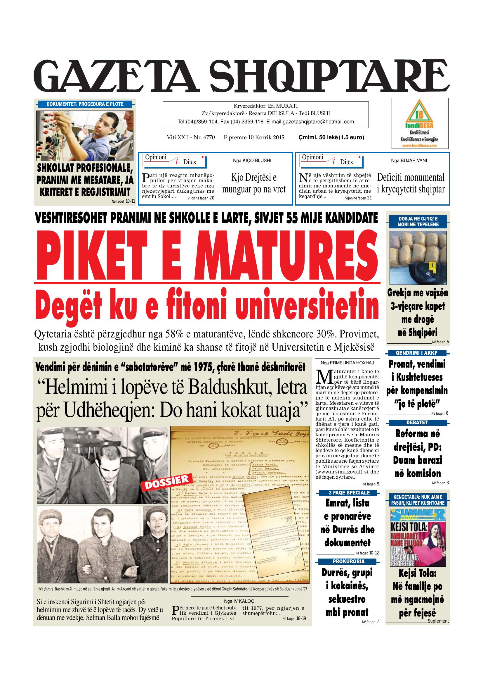 Gazeta Shqiptare 2015-07-10