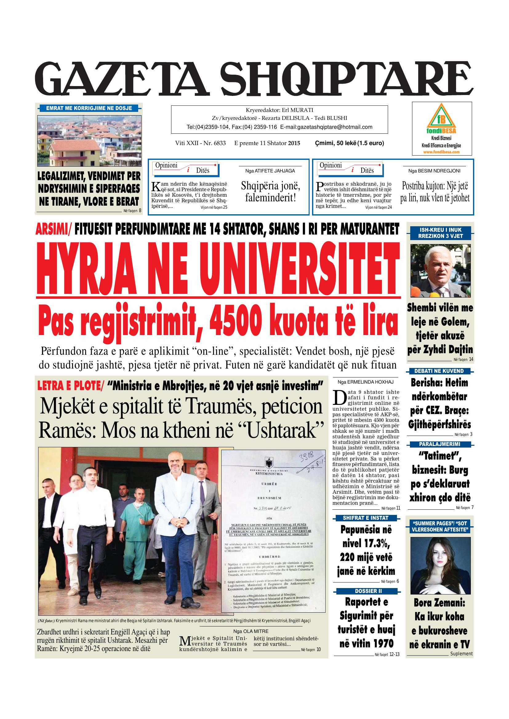 Gazeta Shqiptare 2015-09-11