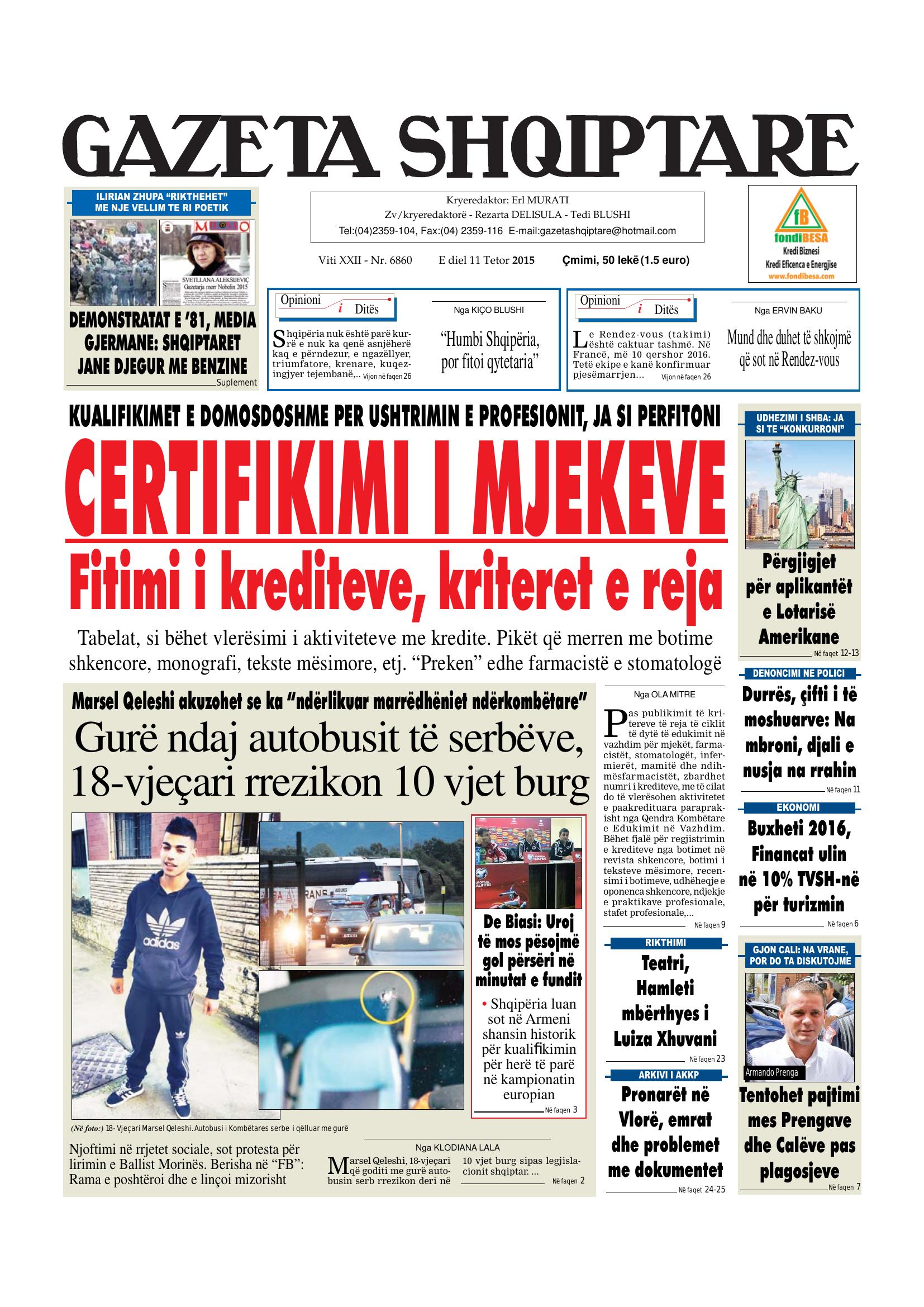 Gazeta Shqiptare 2015-10-11
