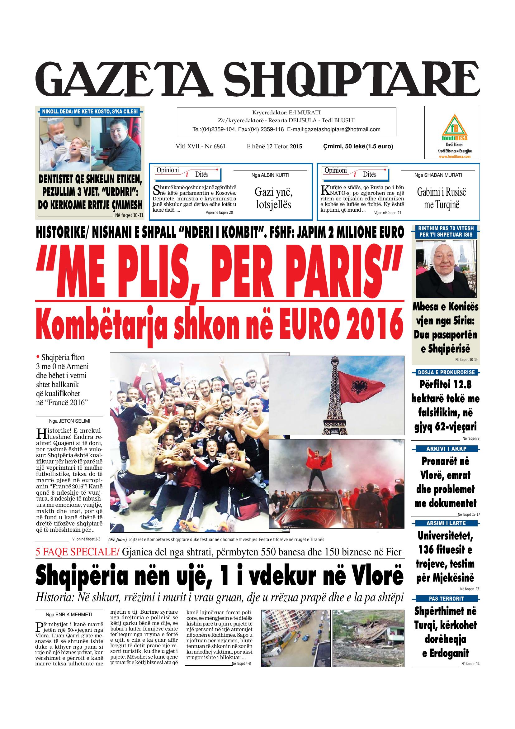 Gazeta Shqiptare 2015-10-12