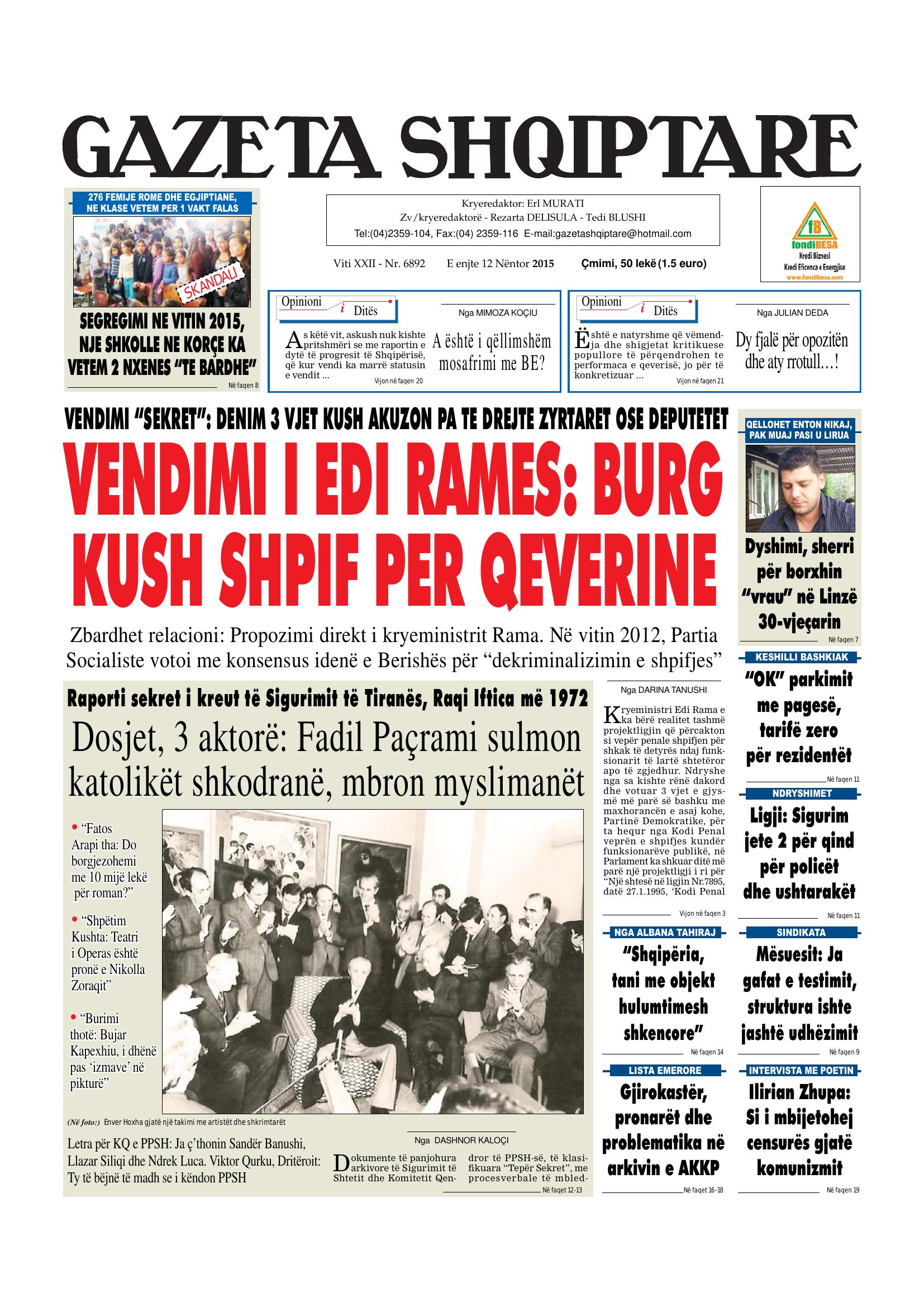 Gazeta Shqiptare 2015-11-12
