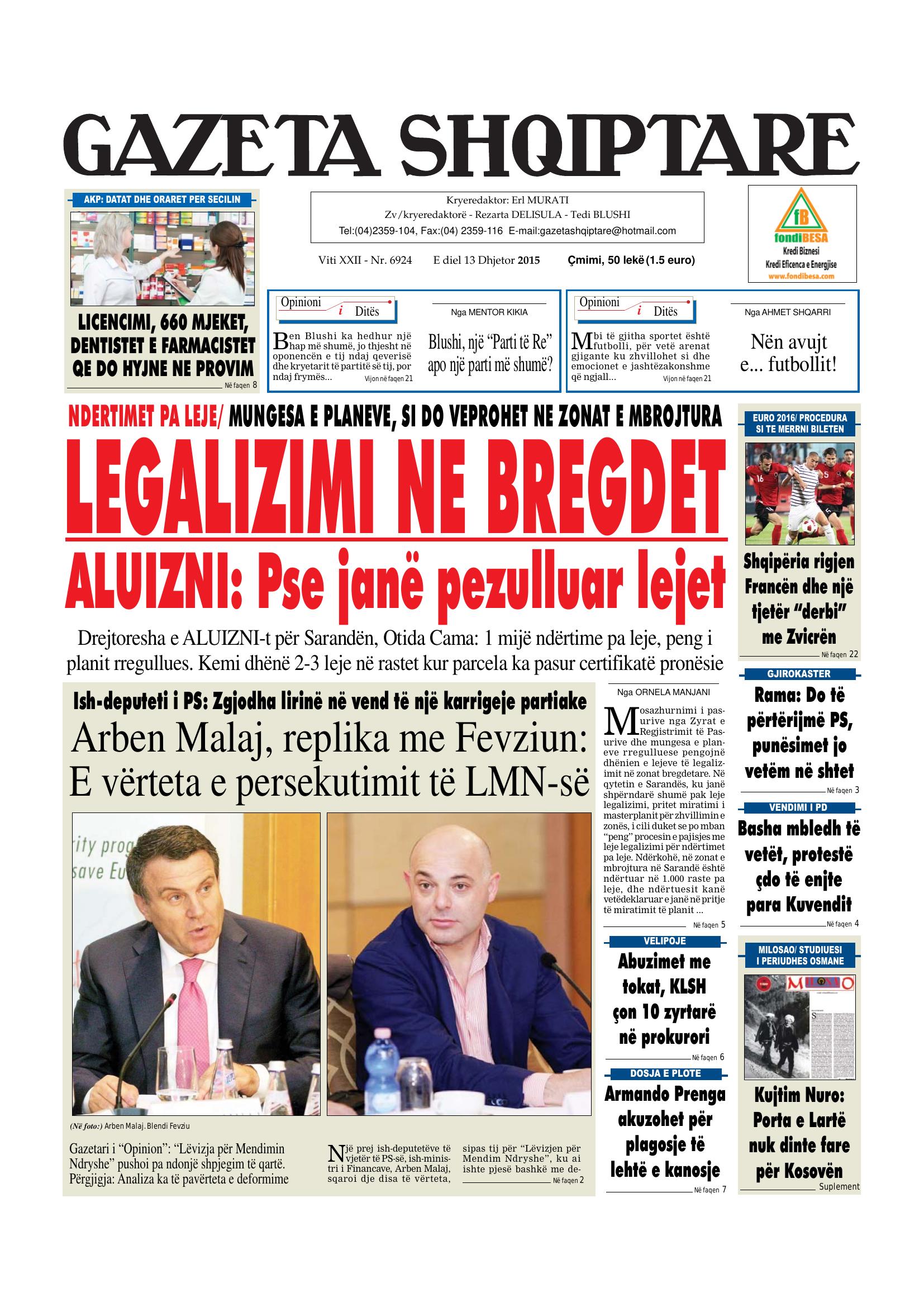 Gazeta Shqiptare 2015-12-13