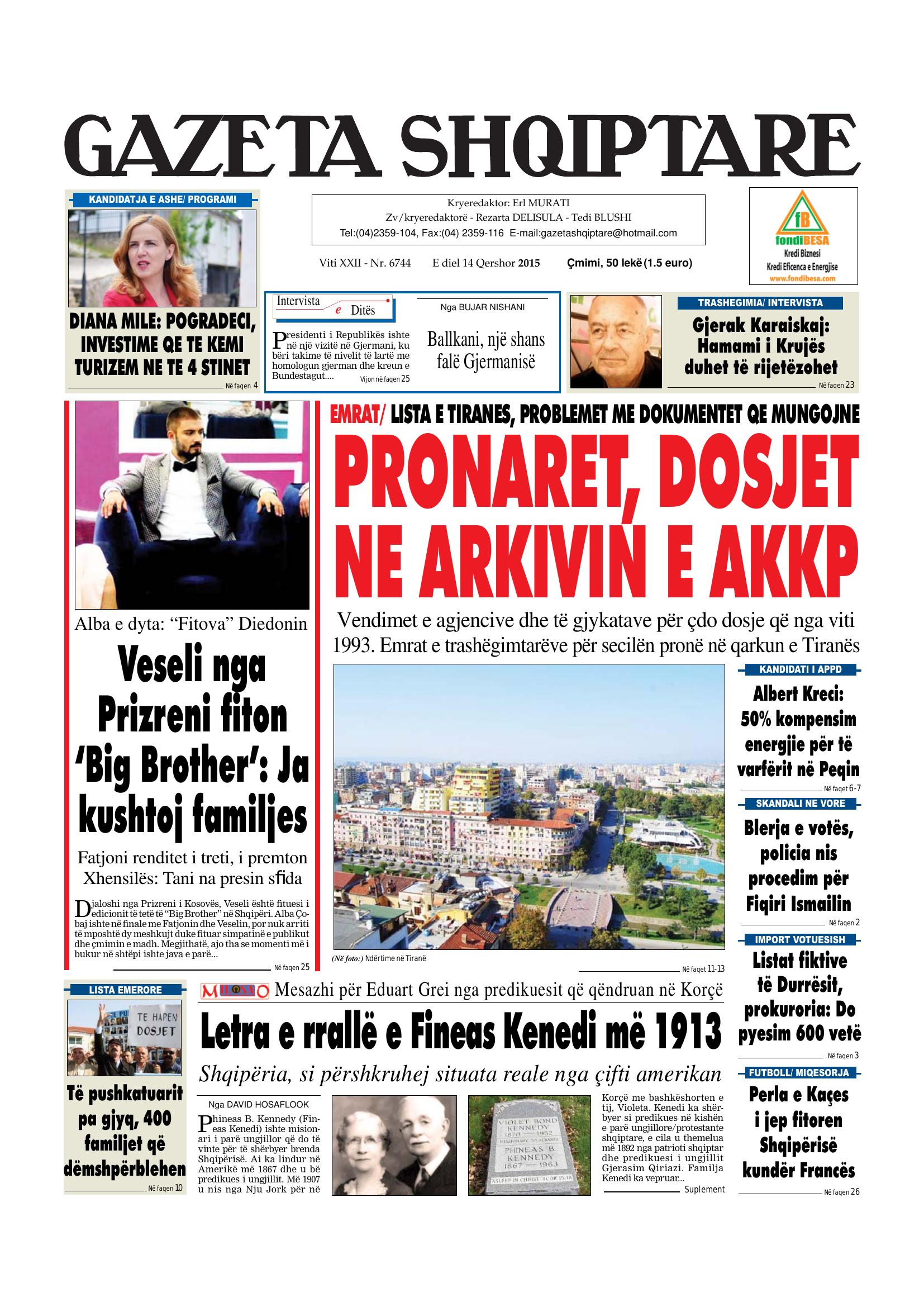 Gazeta Shqiptare 2015-06-14