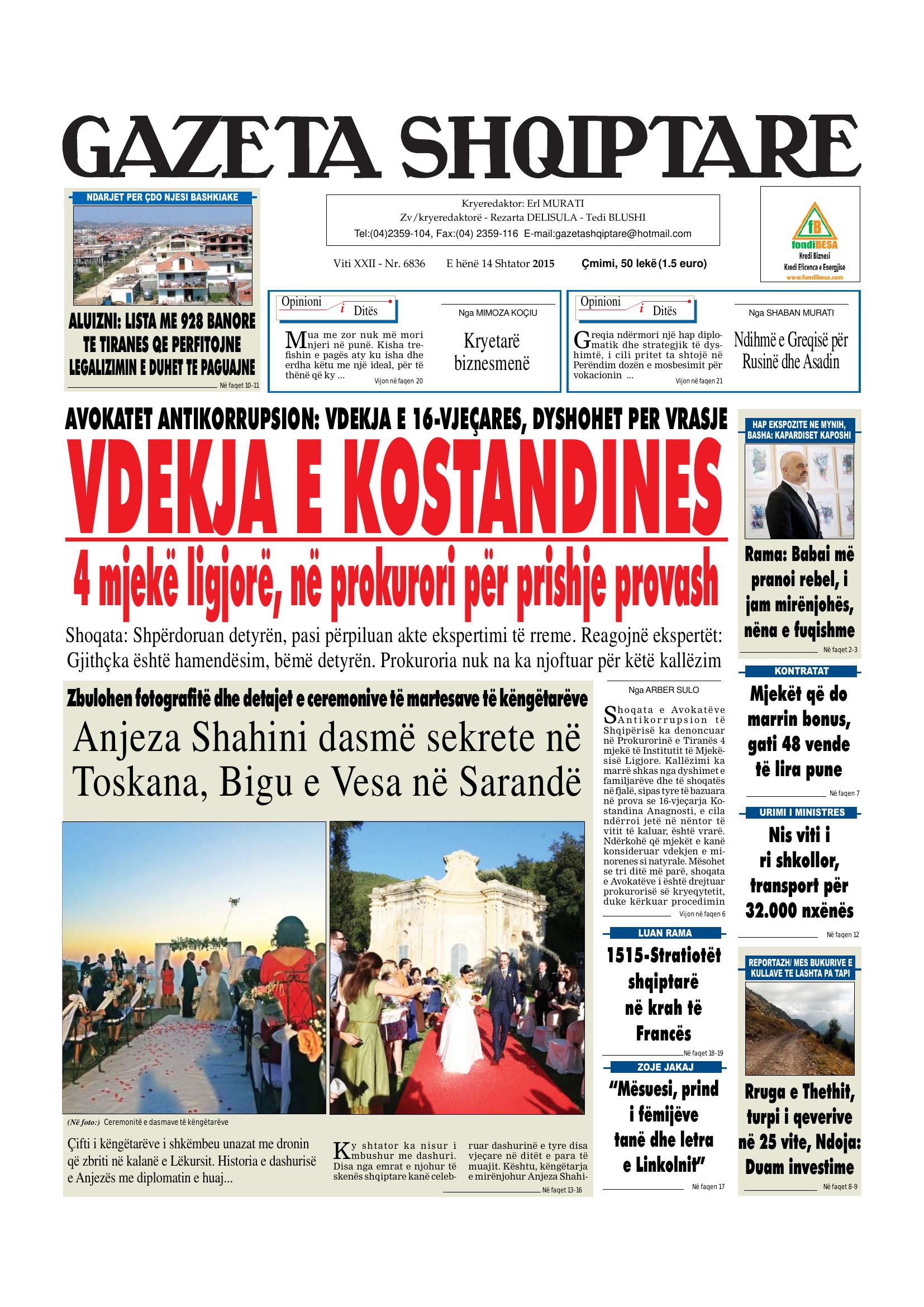 Gazeta Shqiptare 2015-09-14