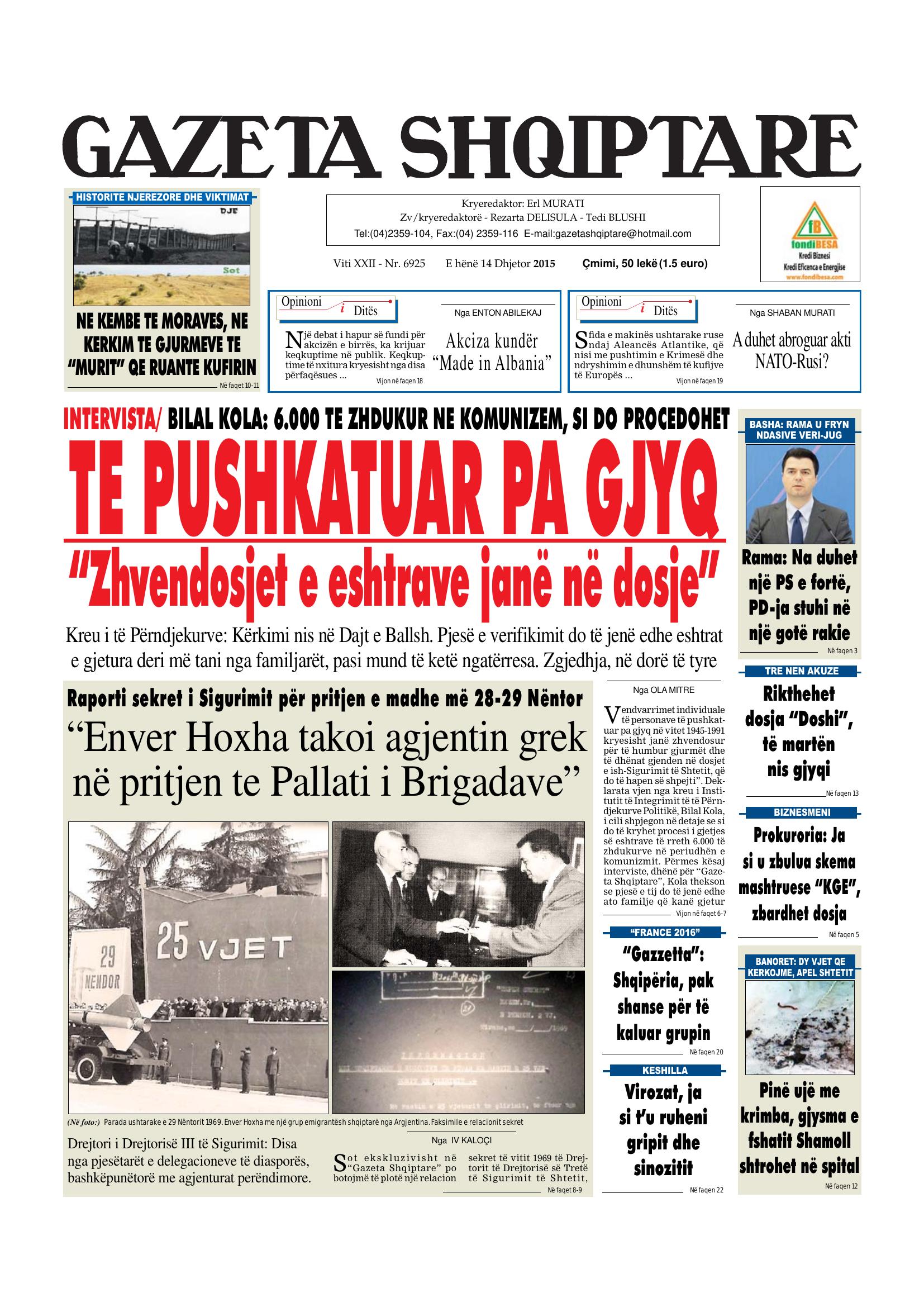 Gazeta Shqiptare 2015-12-14