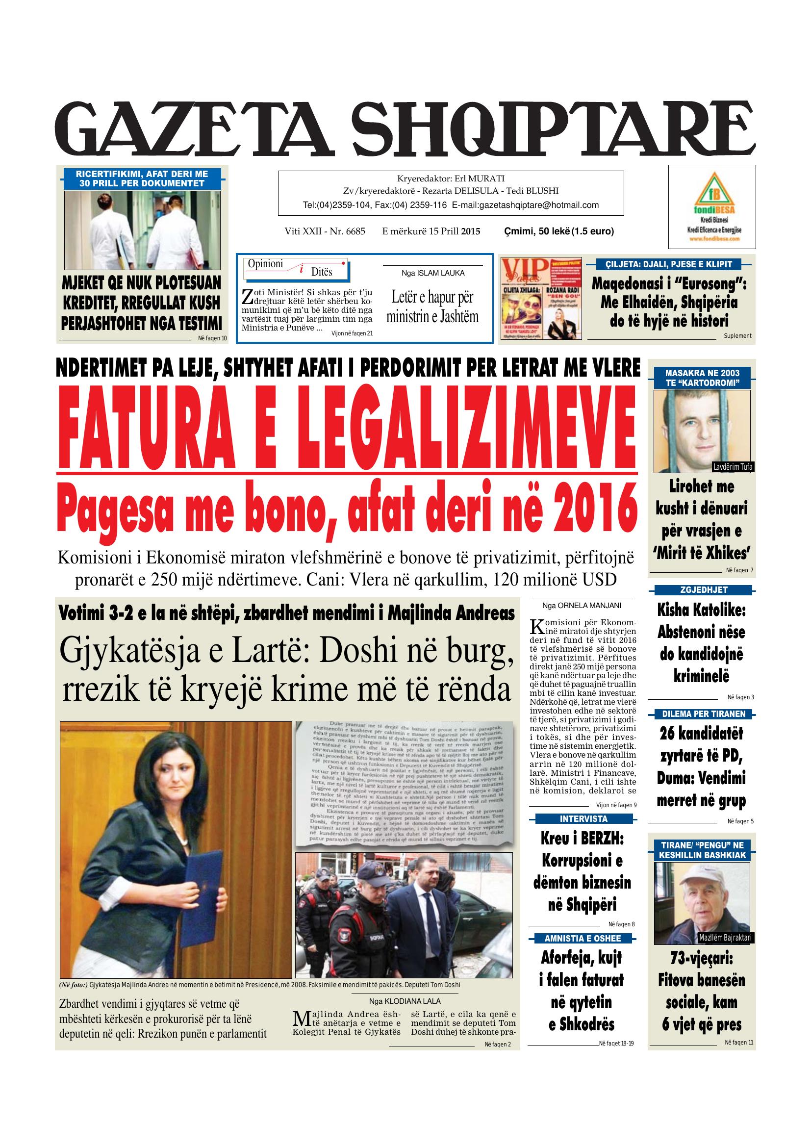 Gazeta Shqiptare 2015-04-15
