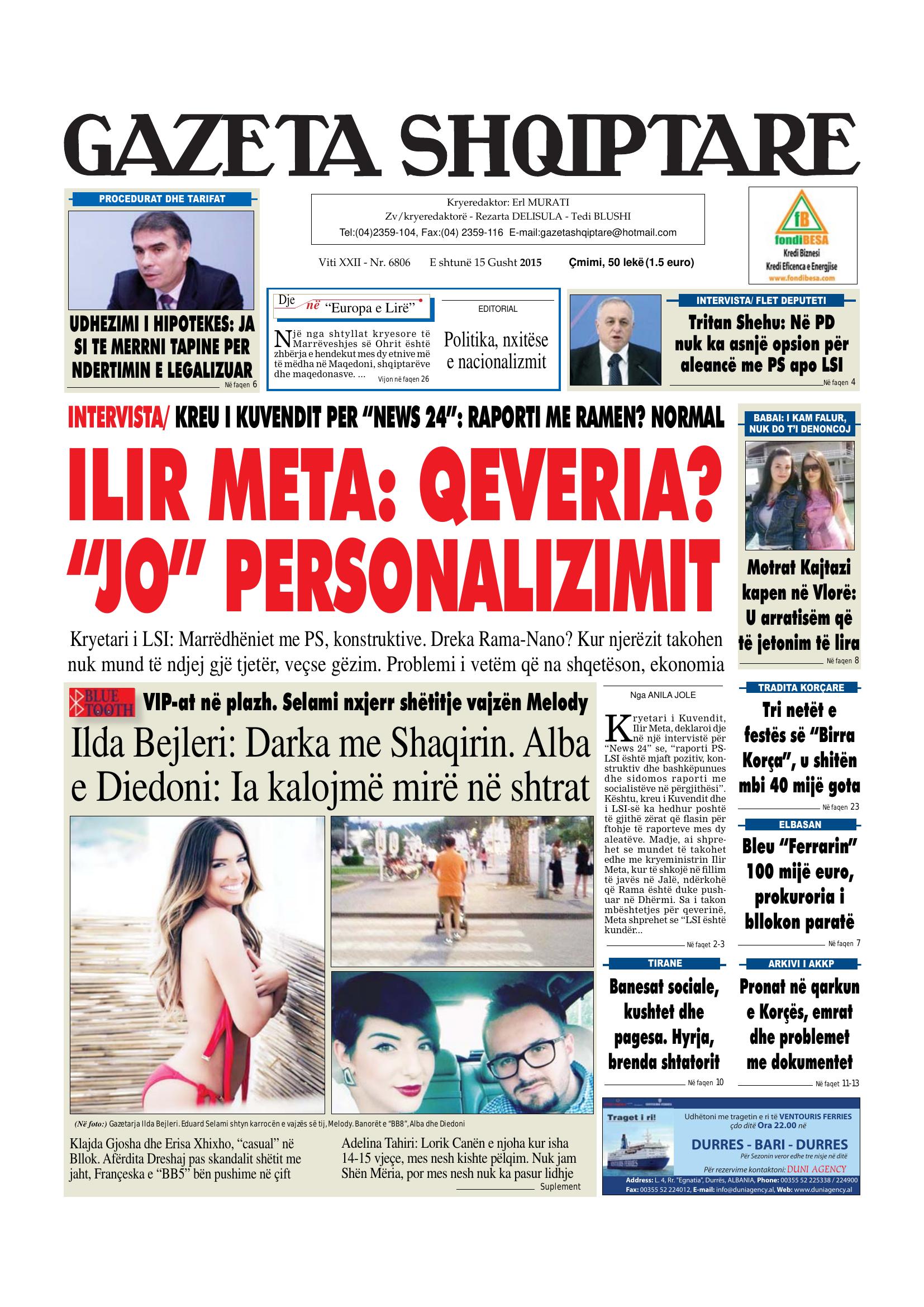 Gazeta Shqiptare 2015-08-15