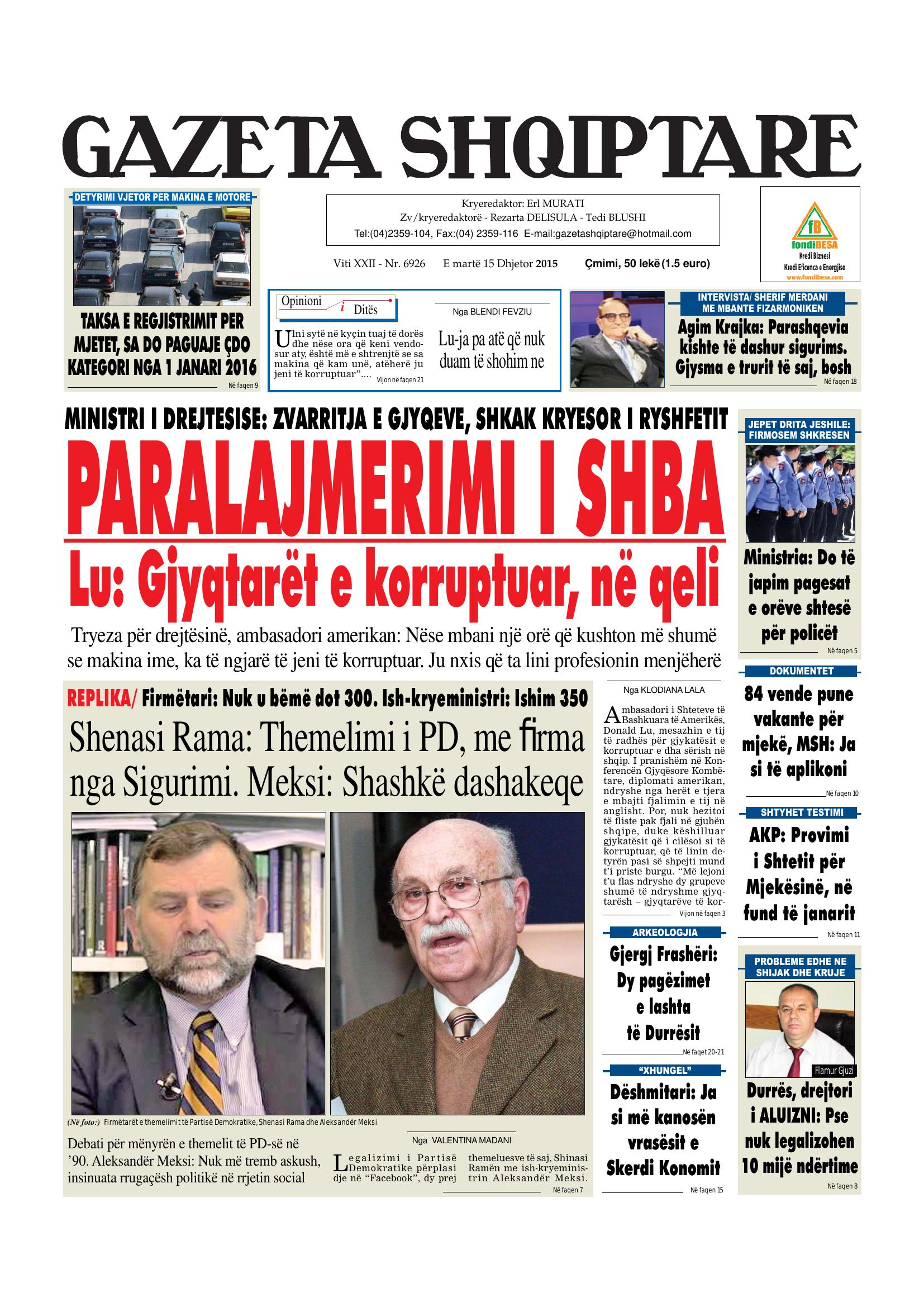 Gazeta Shqiptare 2015-12-15