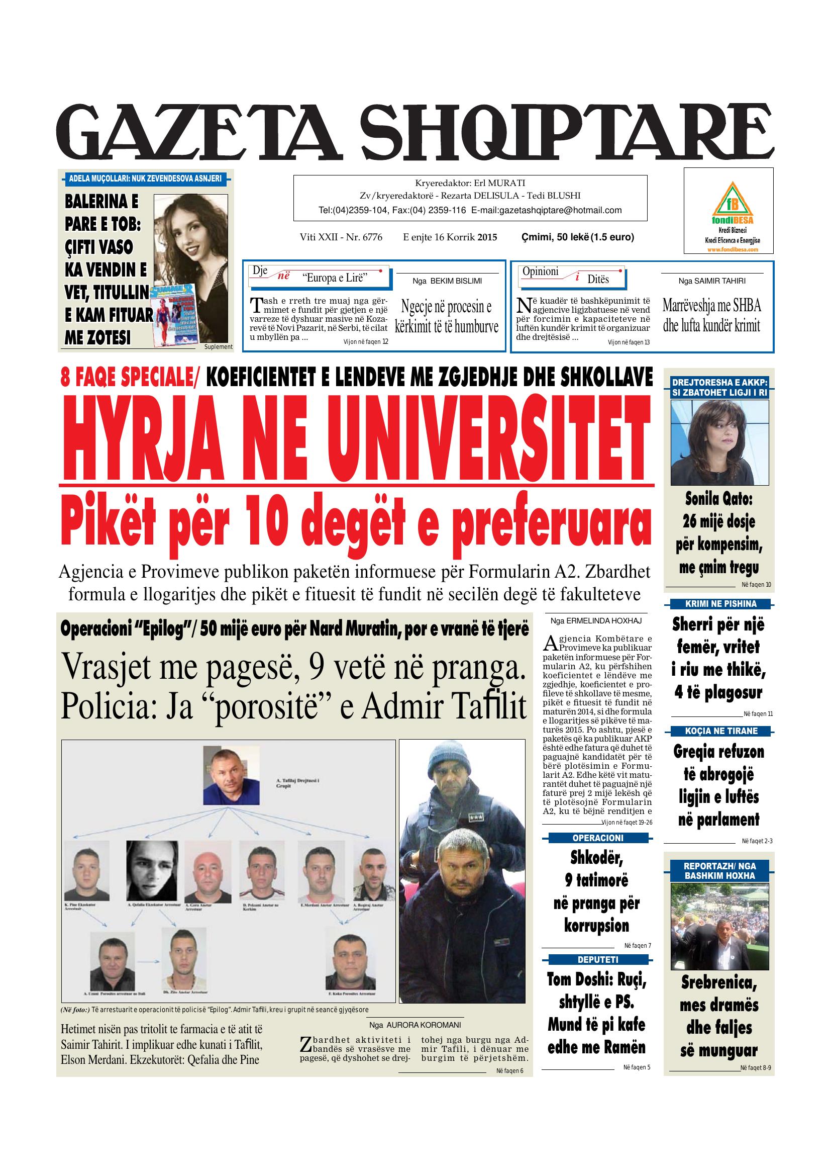 Gazeta Shqiptare 2015-07-16