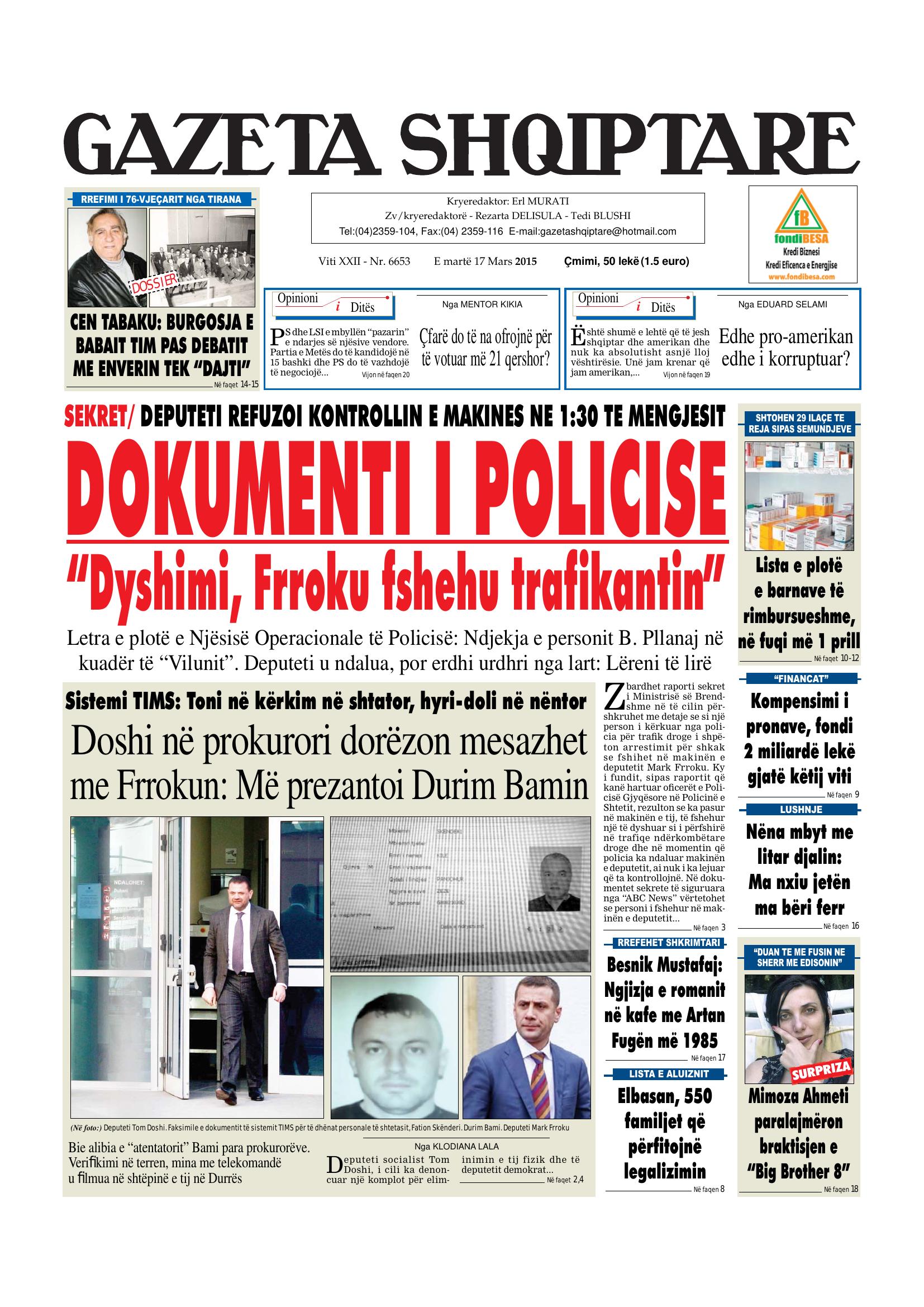 Gazeta Shqiptare 2015-03-17