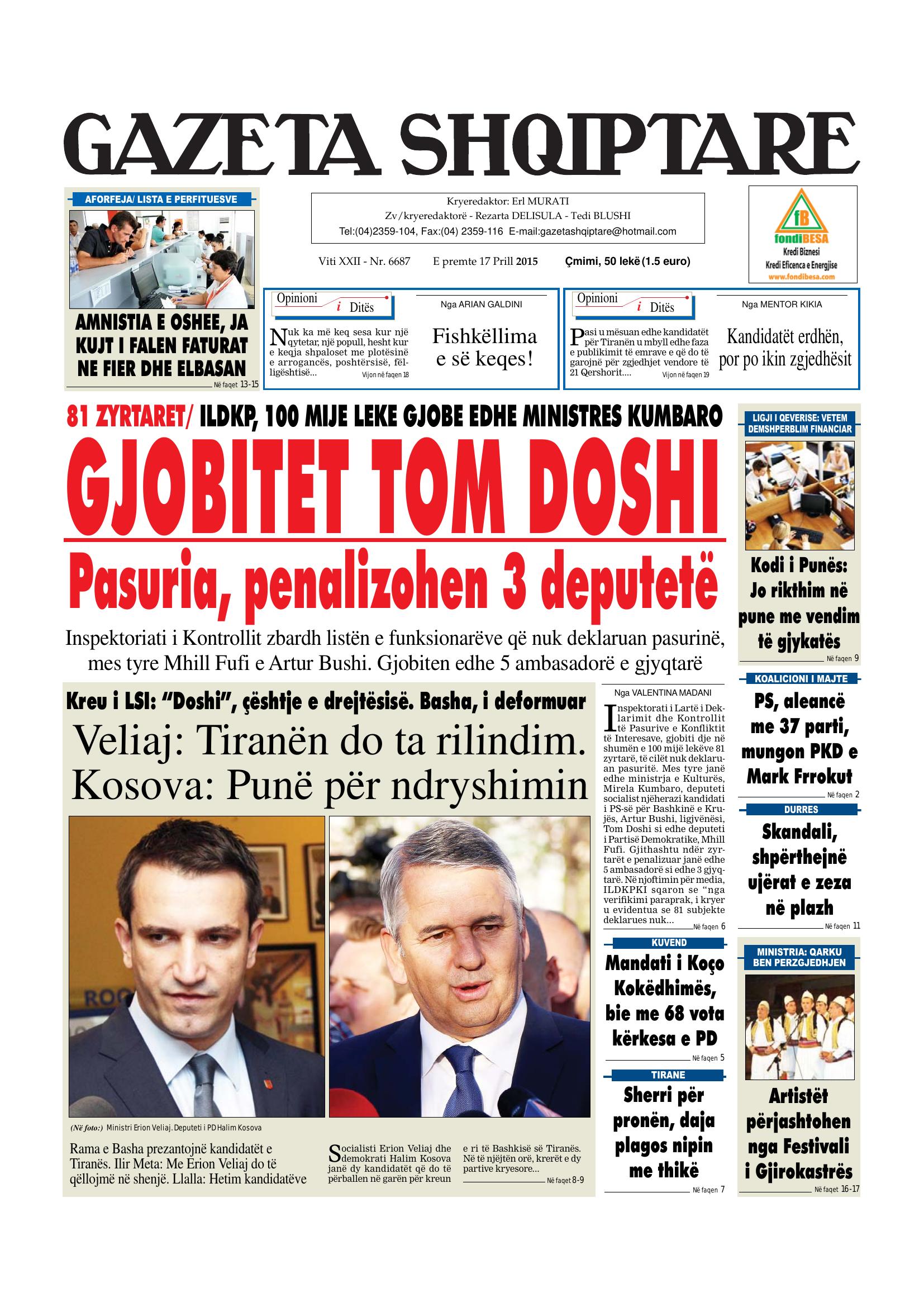Gazeta Shqiptare 2015-04-17